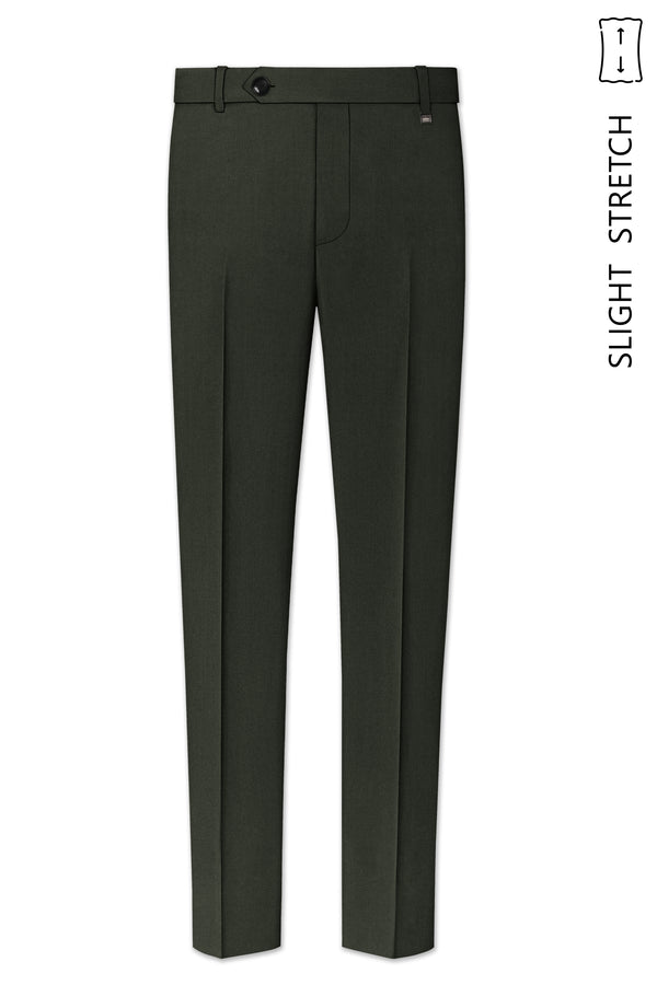 Velaro-Rangoon Green Diamond Textured Wool Rich Slight Stretch Waistband Pant