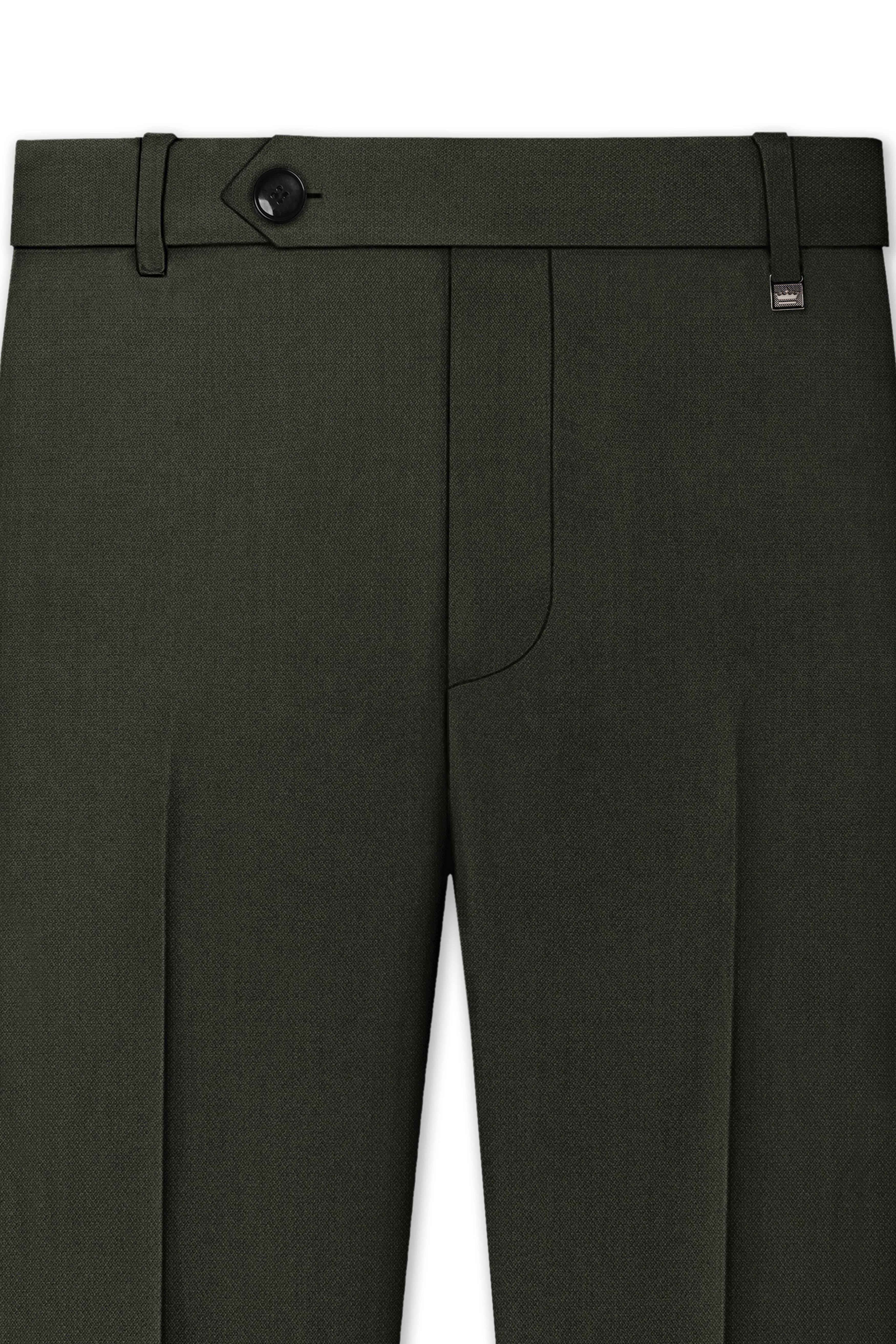Velaro-Rangoon Green Diamond Textured Wool Rich Slight Stretch Waistband Pant