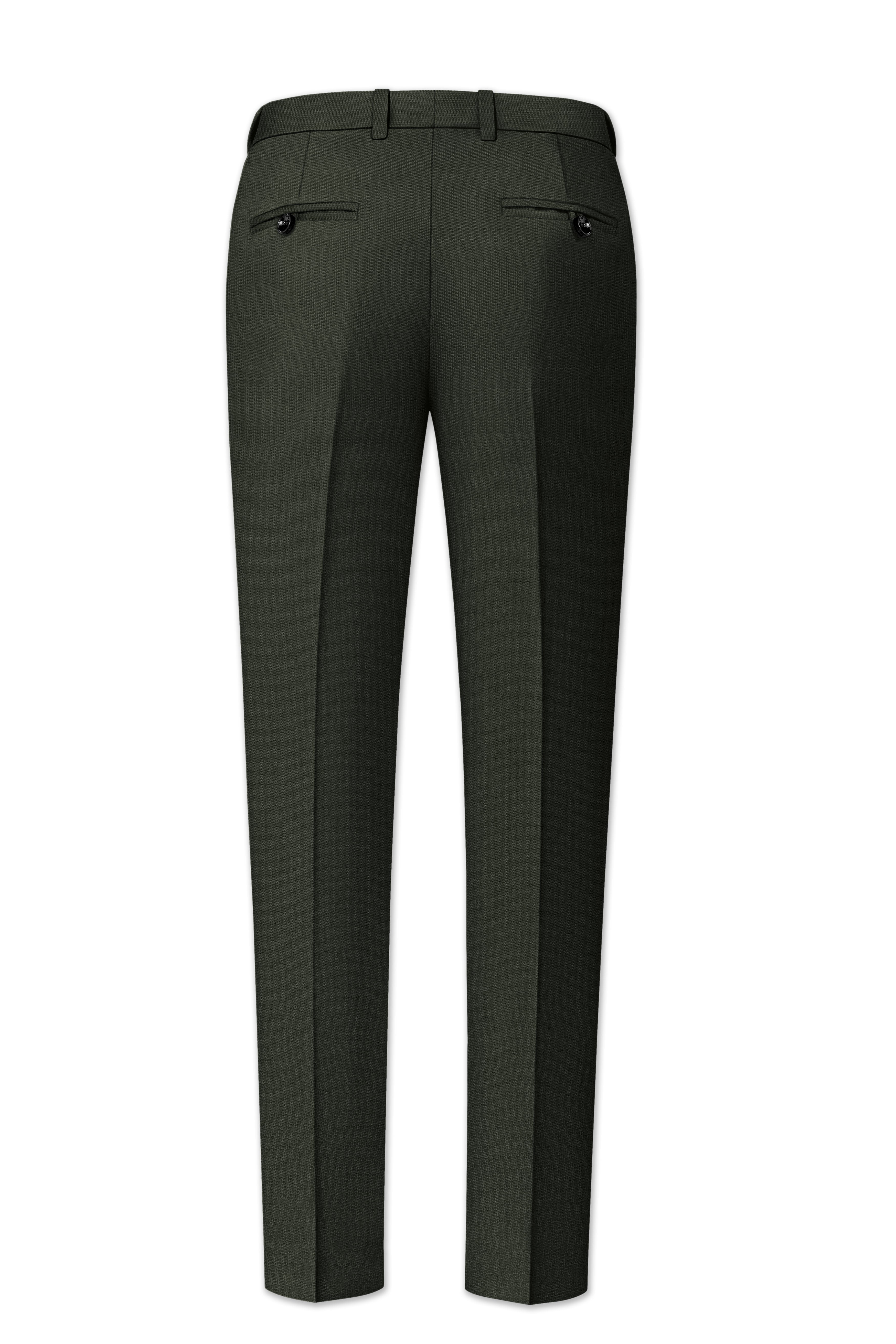 Velaro-Rangoon Green Diamond Textured Wool Rich Slight Stretch Waistband Pant