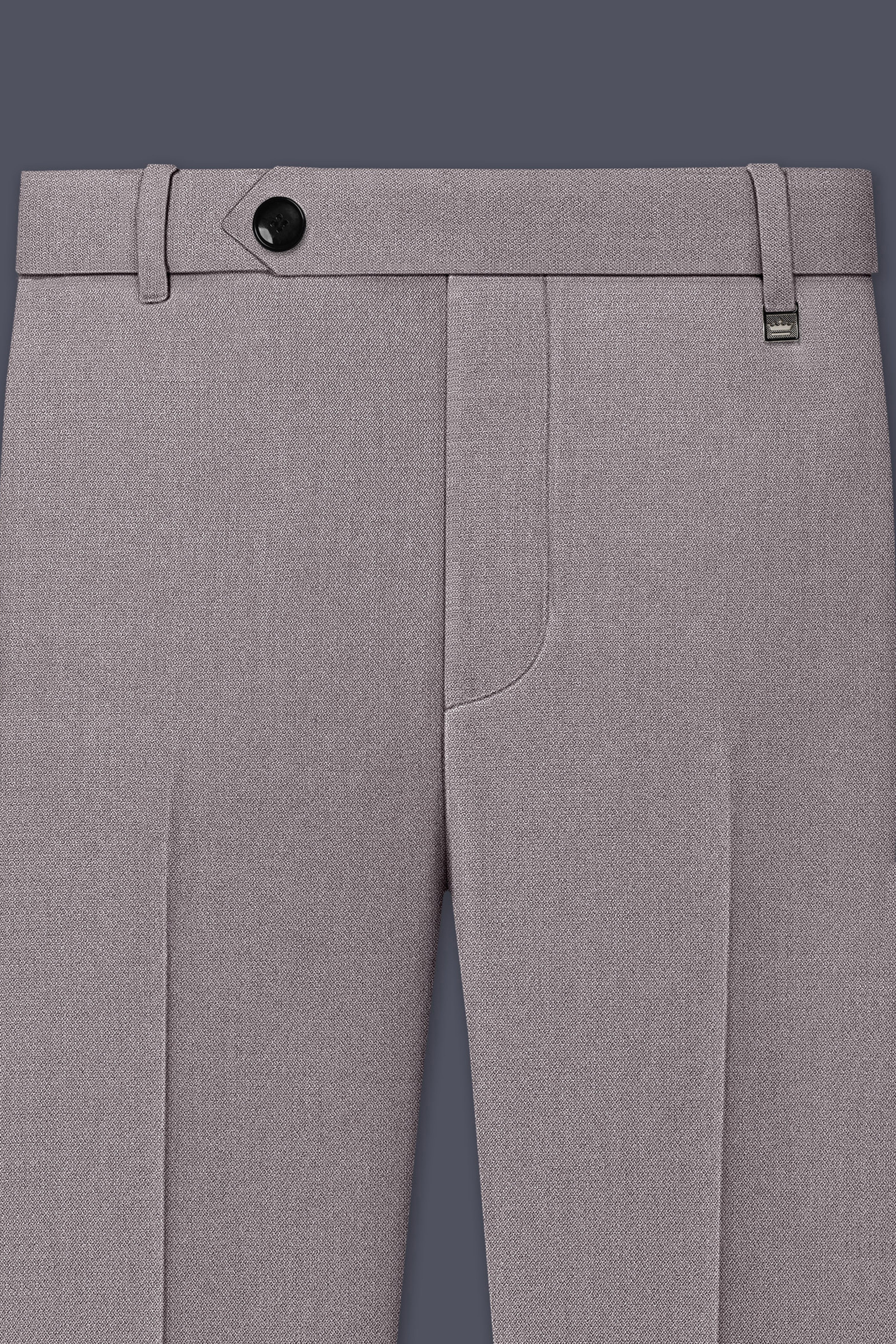 Helix-Fossil Gray Diamond Textured Wool Rich Slight Stretch Waistband Pant