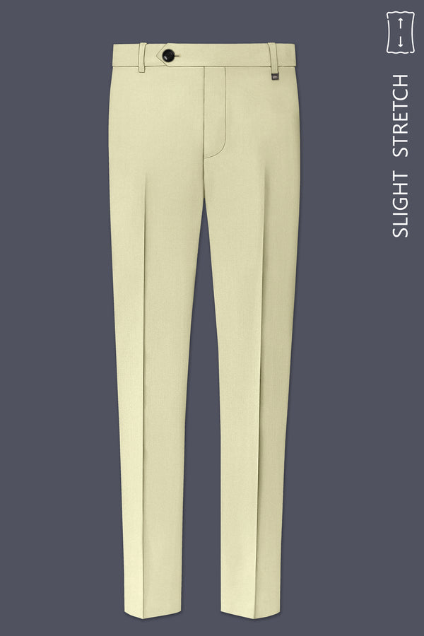 Cedar-Tallow Green Diamond Textured Wool Rich Slight Stretch Waistband Pant
