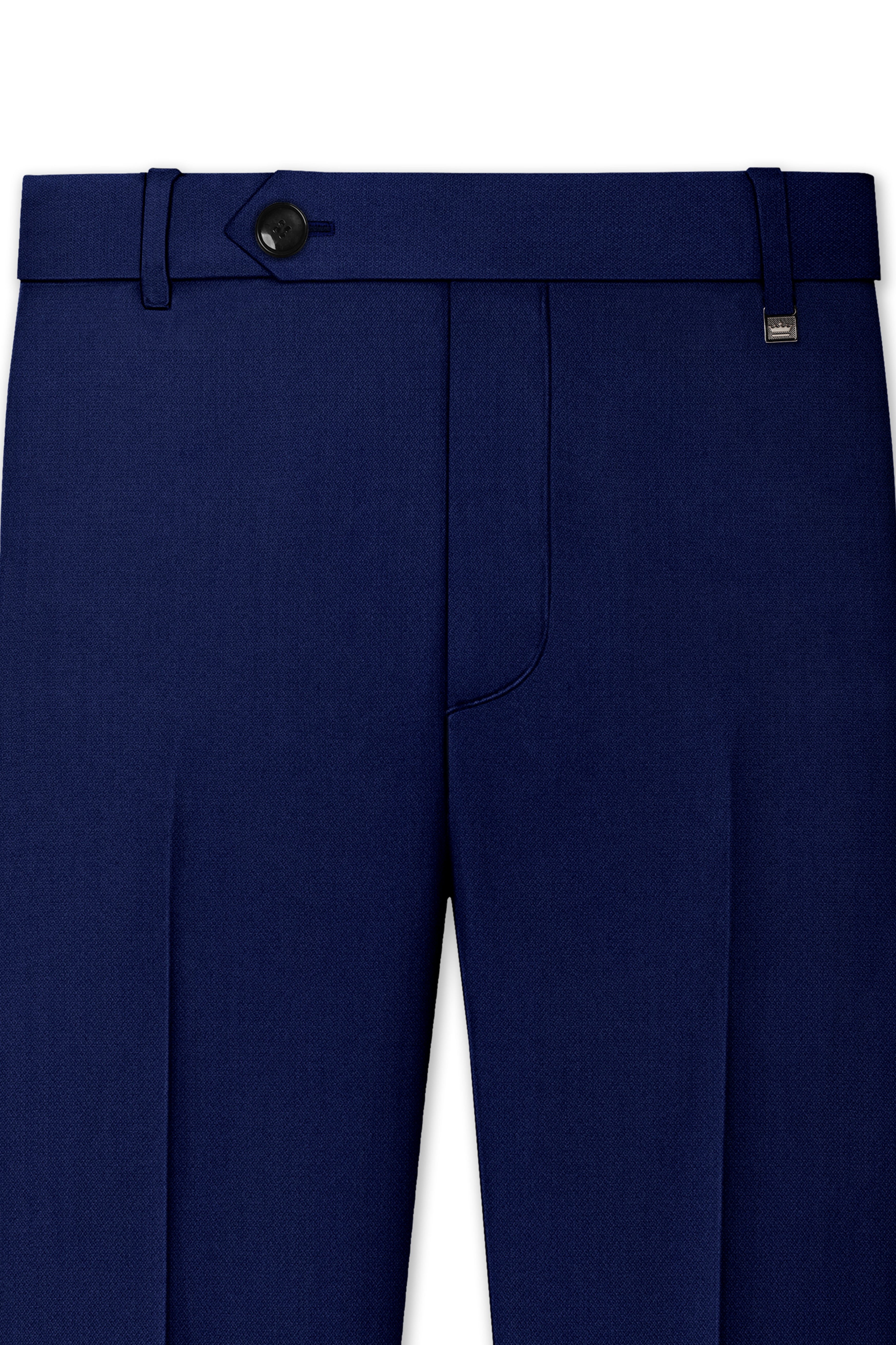 Orion-Vulcan Blue Diamond Textured Wool Rich Slight Stretch Waistband Pant