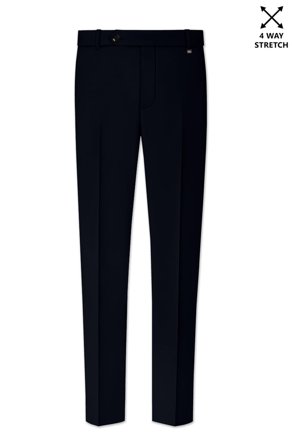 Nero-Korean Tealish Navy 4-Way Stretch Wrinkle-Free Wool Rich Stretchable Waistband Pant