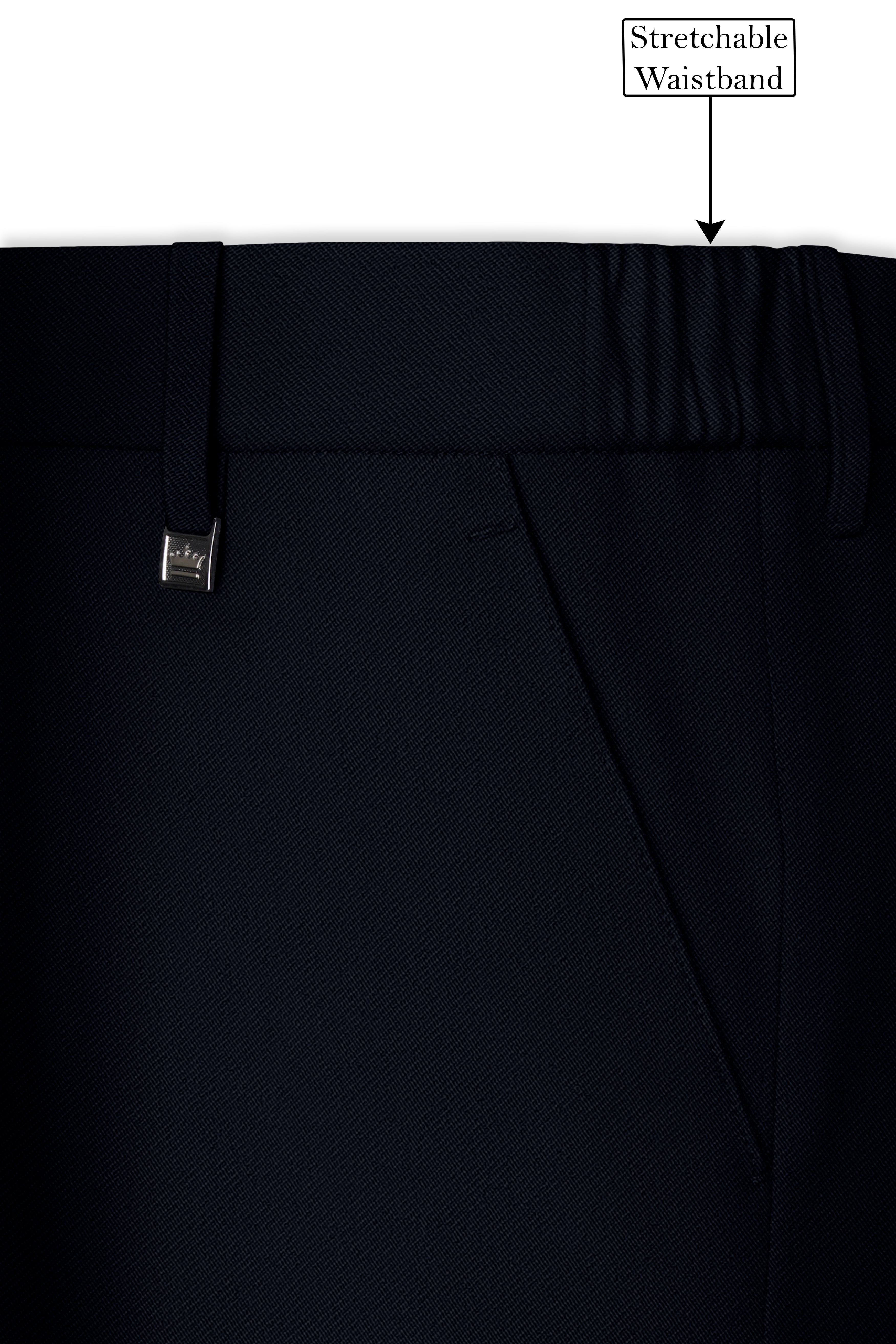 Nero-Korean Tealish Navy 4-Way Stretch Wrinkle-Free Wool Rich Stretchable Waistband Pant