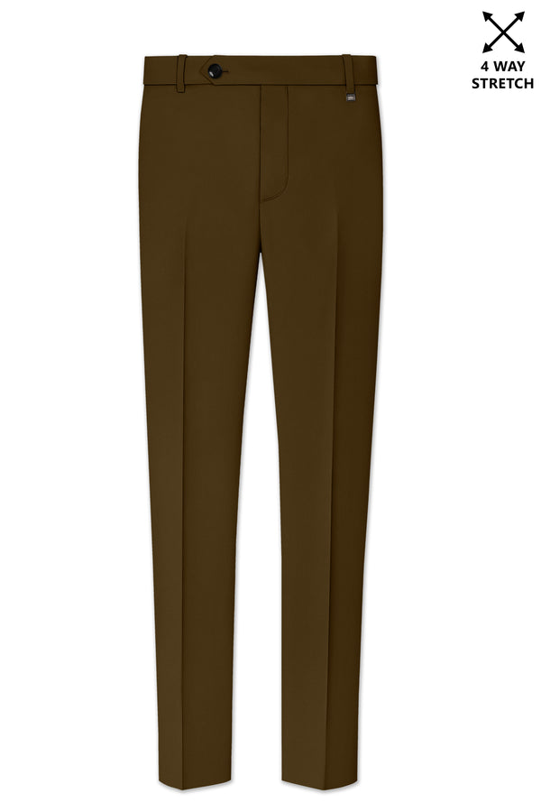 Terra-Korean Tumbleweed Brown 4-Way Stretch Wrinkle-Free Wool Rich Stretchable Waistband Pant