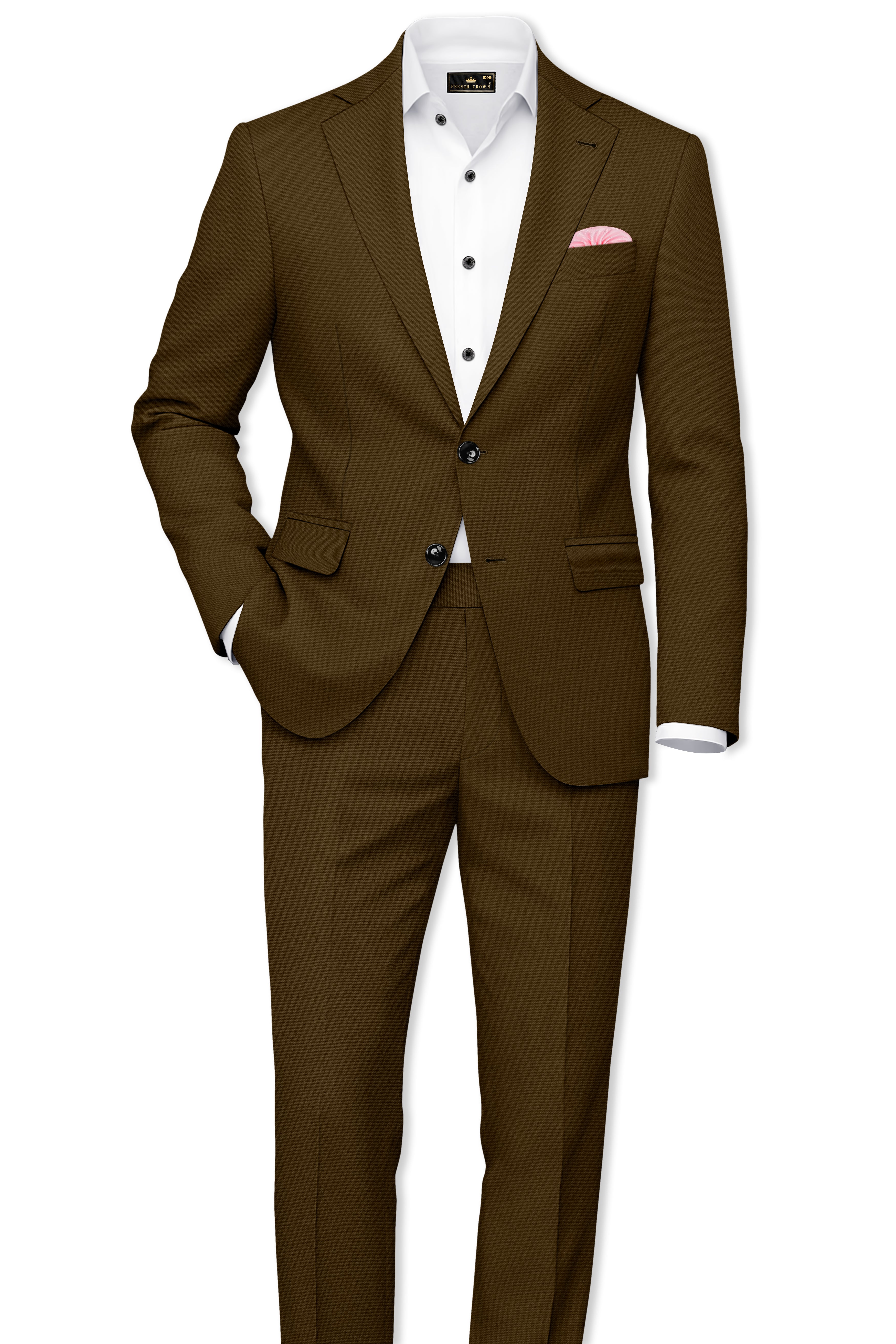 Terra-Korean Tumbleweed Brown 4-Way Stretch Wrinkle-Free Wool Rich Stretchable Waistband Pant