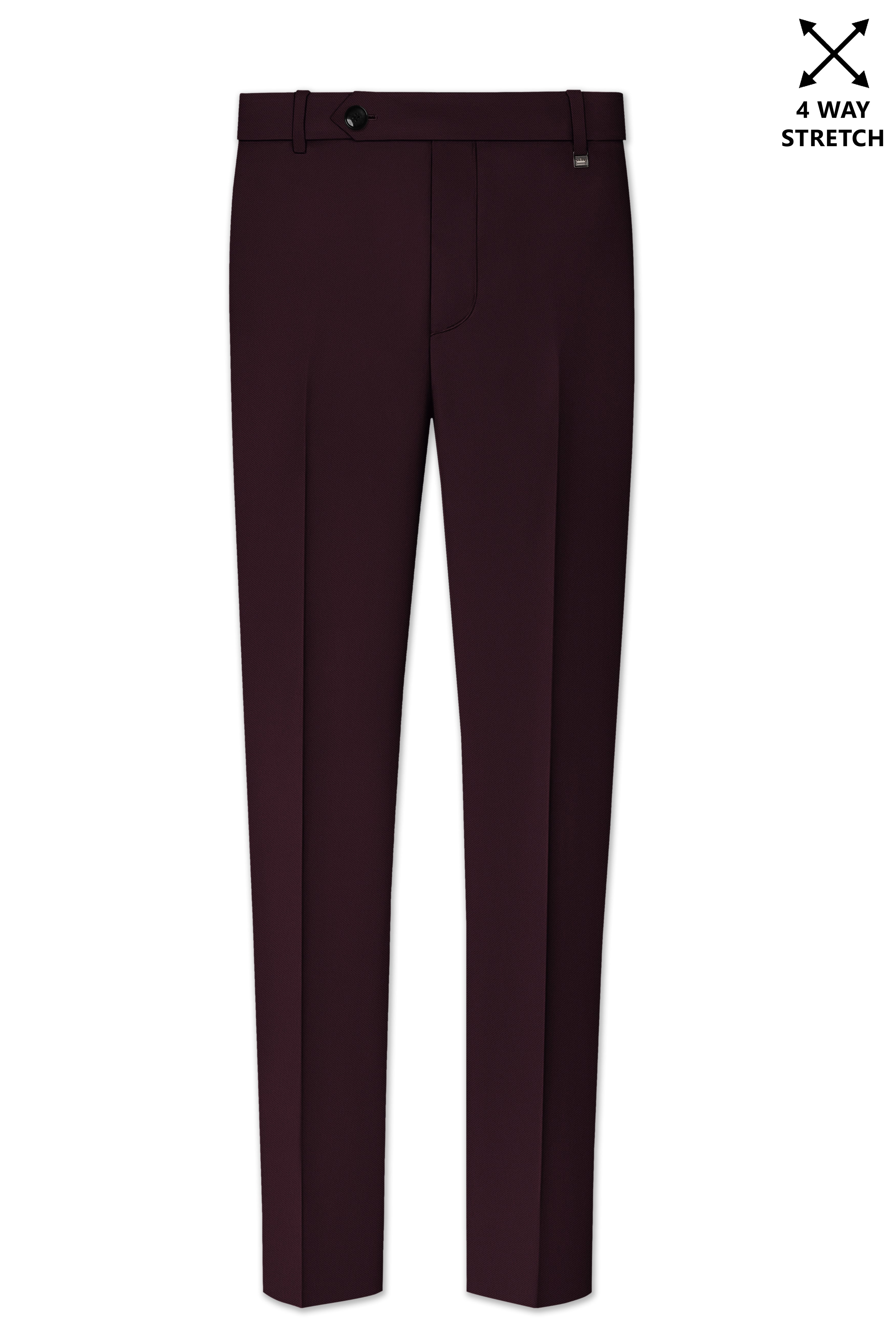 Imperio-korean Eclipse Purple 4-Way Stretch Wrinkle-Free Wool Rich Stretchable Waistband Pant