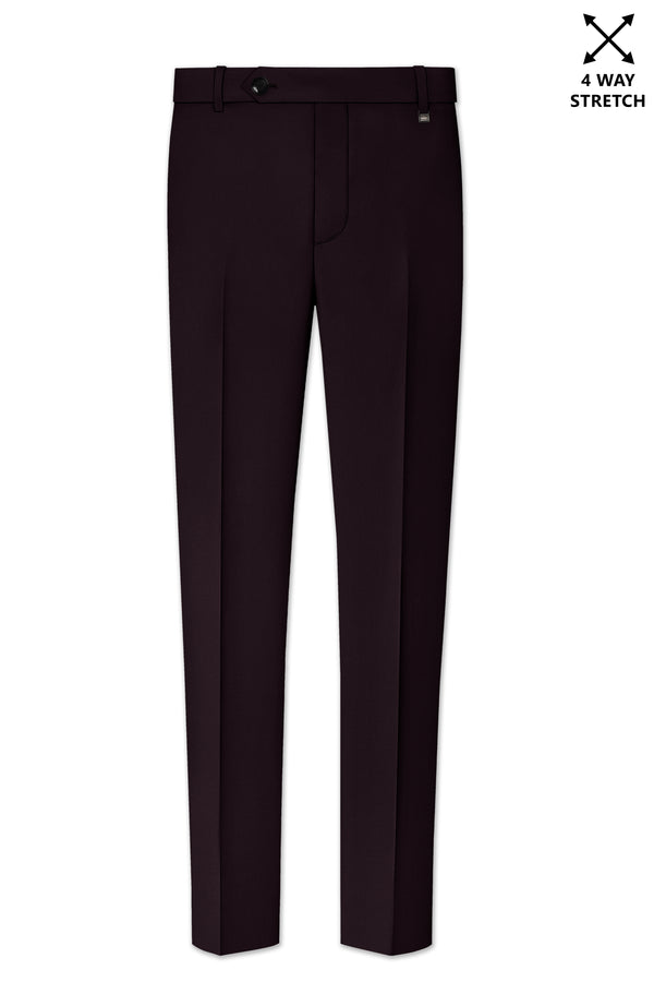 Merlot-Korean Wine Purple 4-Way Stretch Wrinkle-Free Wool Rich Stretchable Waistband Pant
