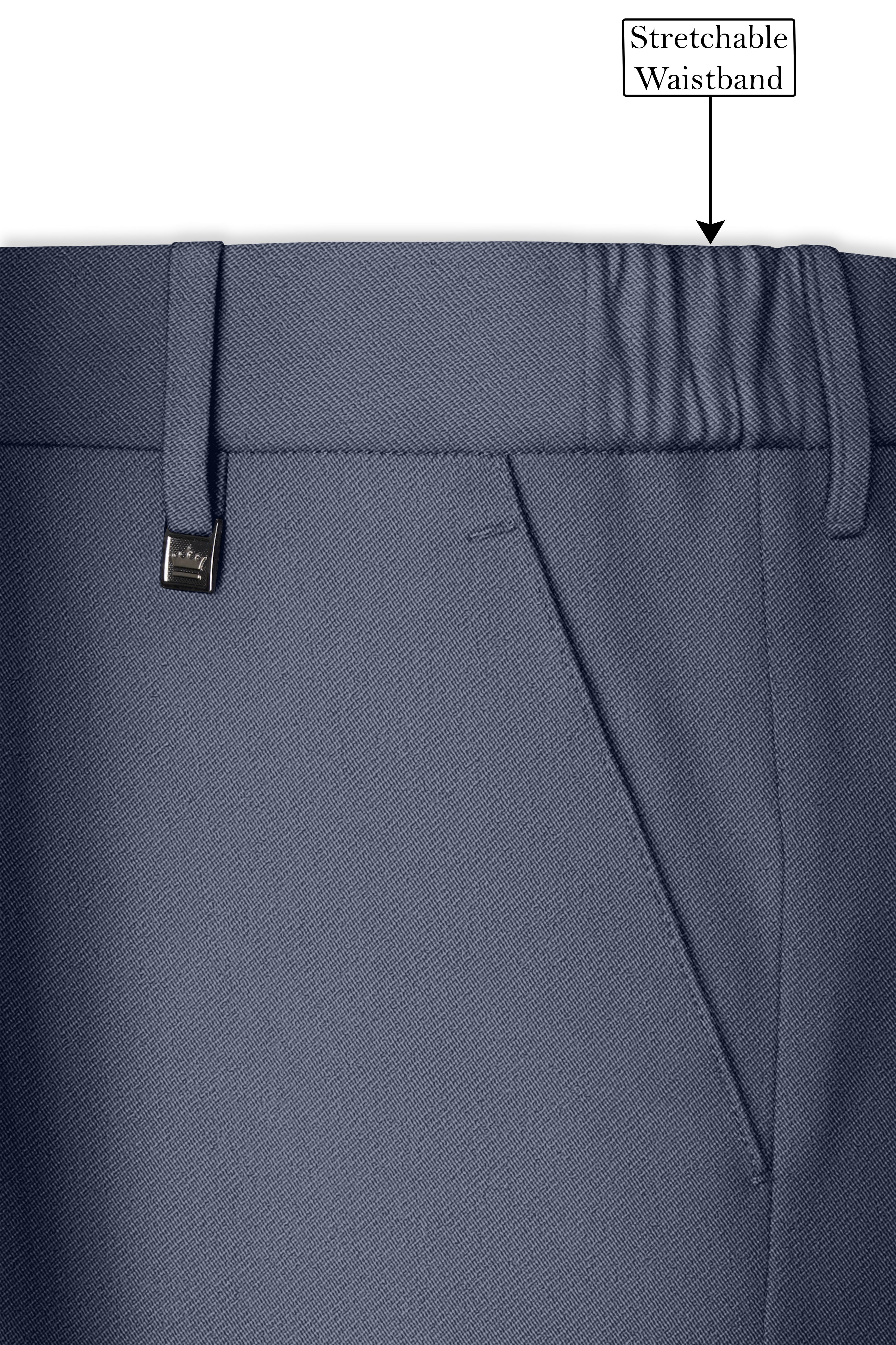Monarch-Korean Dolphin Gray 4-Way Stretch Wrinkle-Free Wool Rich Stretchable Waistband Pant
