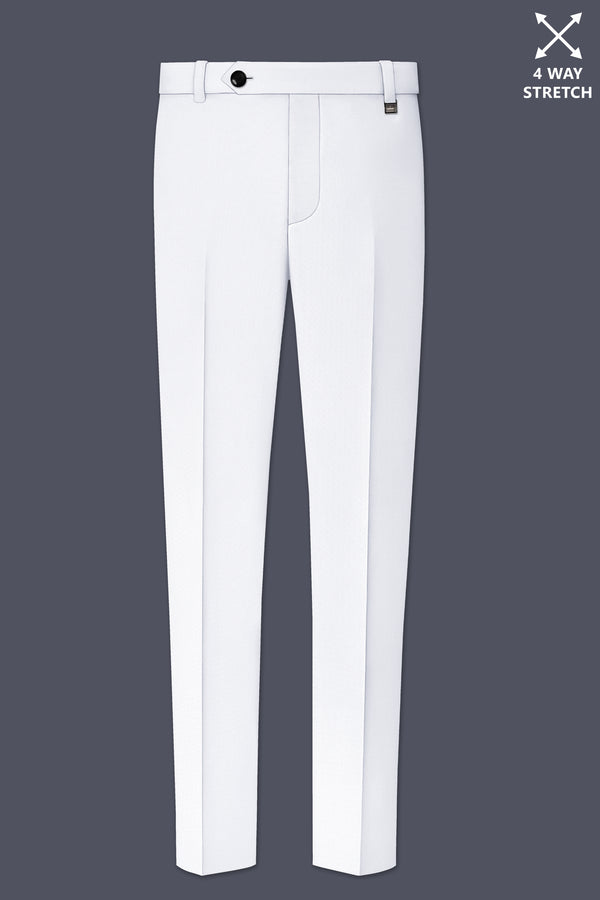 Lumier-Korean Bright White 4-Way Stretch Wrinkle-Free Wool Rich Stretchable Waistband Pant