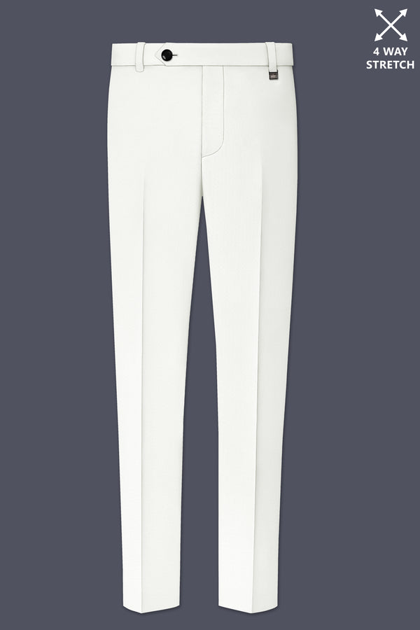 Celio-Korean Off White 4-Way Stretch Wrinkle-Free Wool Rich Stretchable Waistband Pant