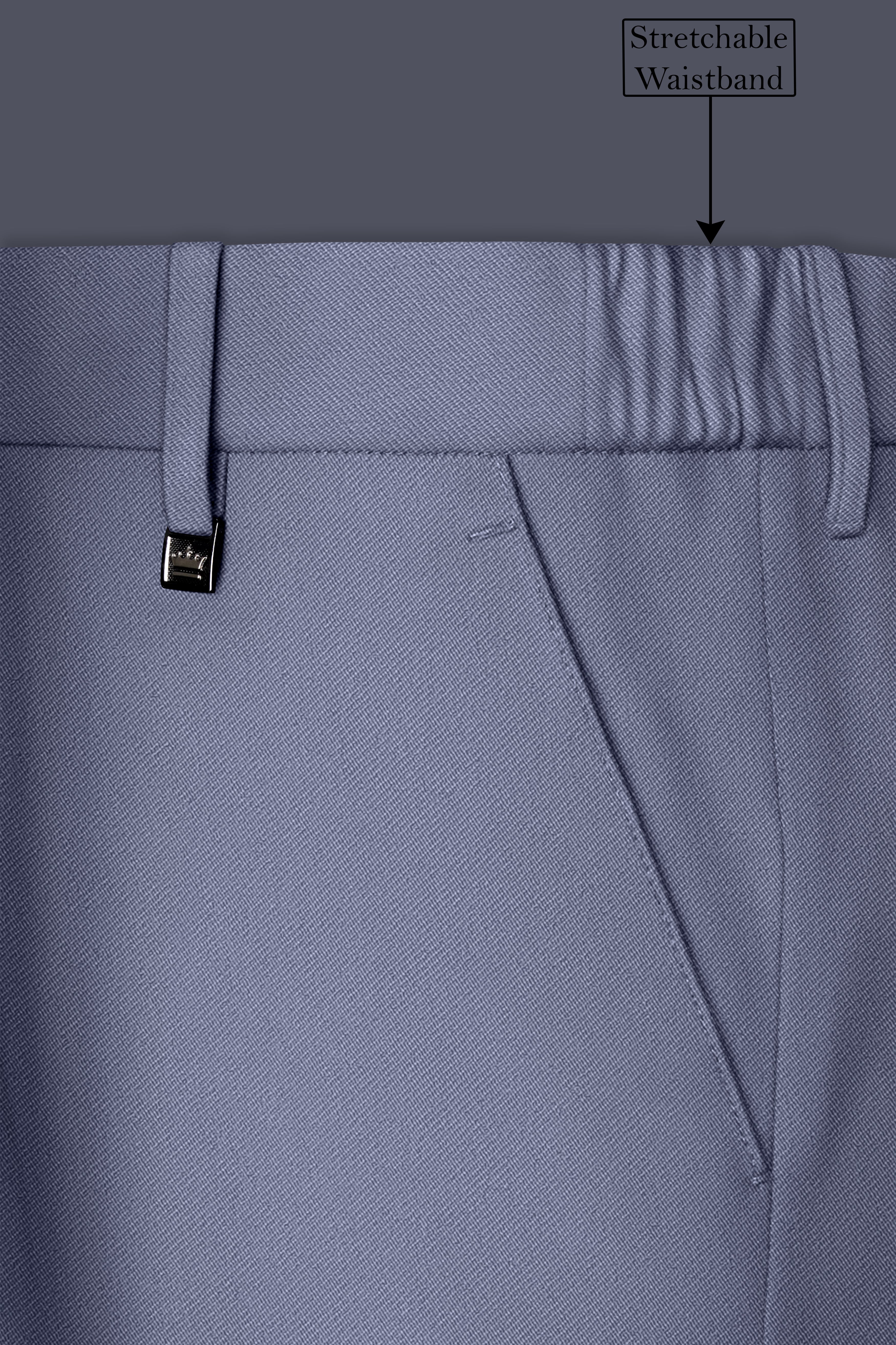 Sterling-Manatee Gray Wool Rich Slight Stretch Waistband Pant