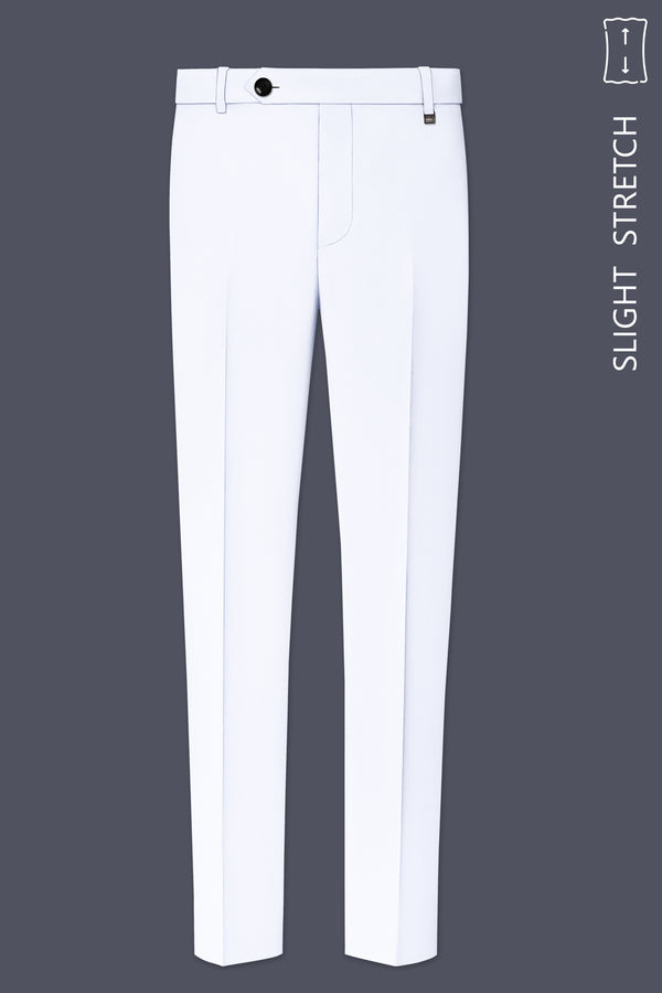 Ivory-Bright White Wool Rich Slight Stretch Waistband Pant