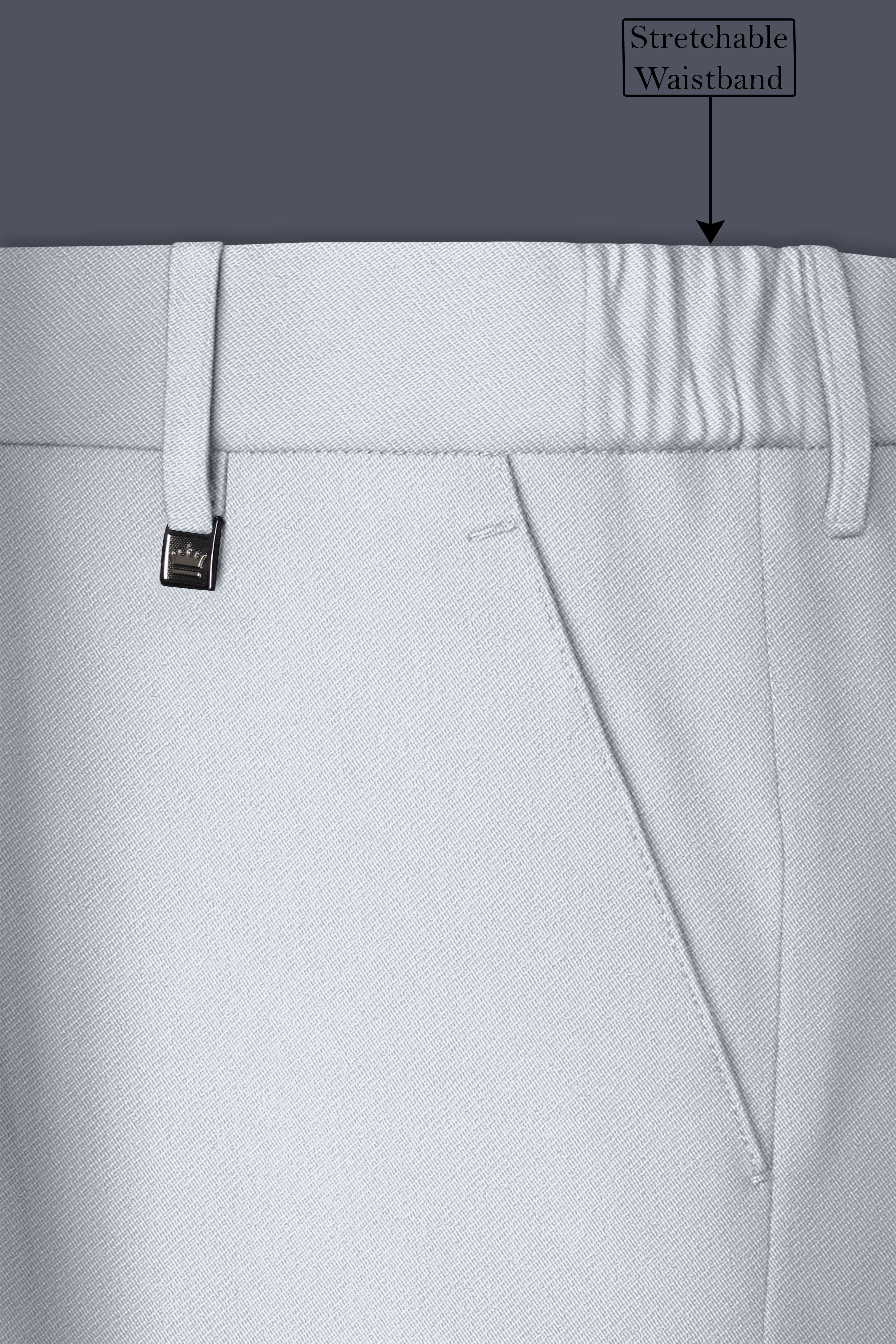 Slate-Mystic Gray Wool Rich Slight Stretch Waistband Pant
