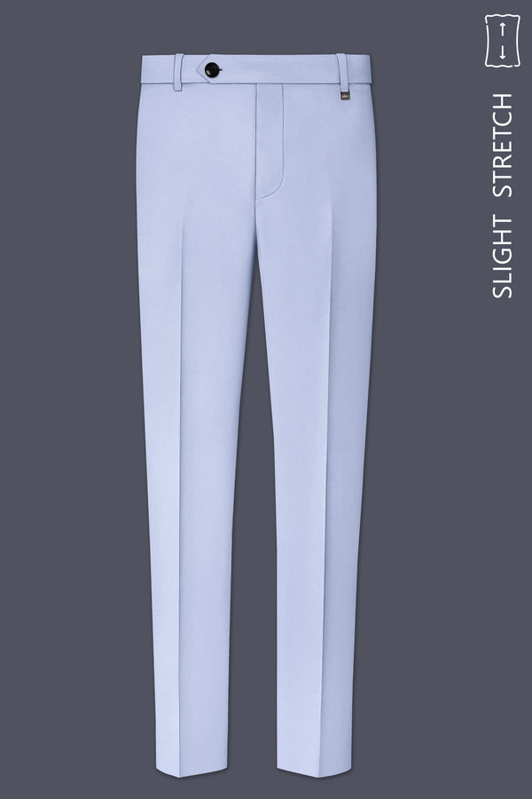 Azure-Periwinkle Blue Wool Rich Slight Stretch Waistband Pant