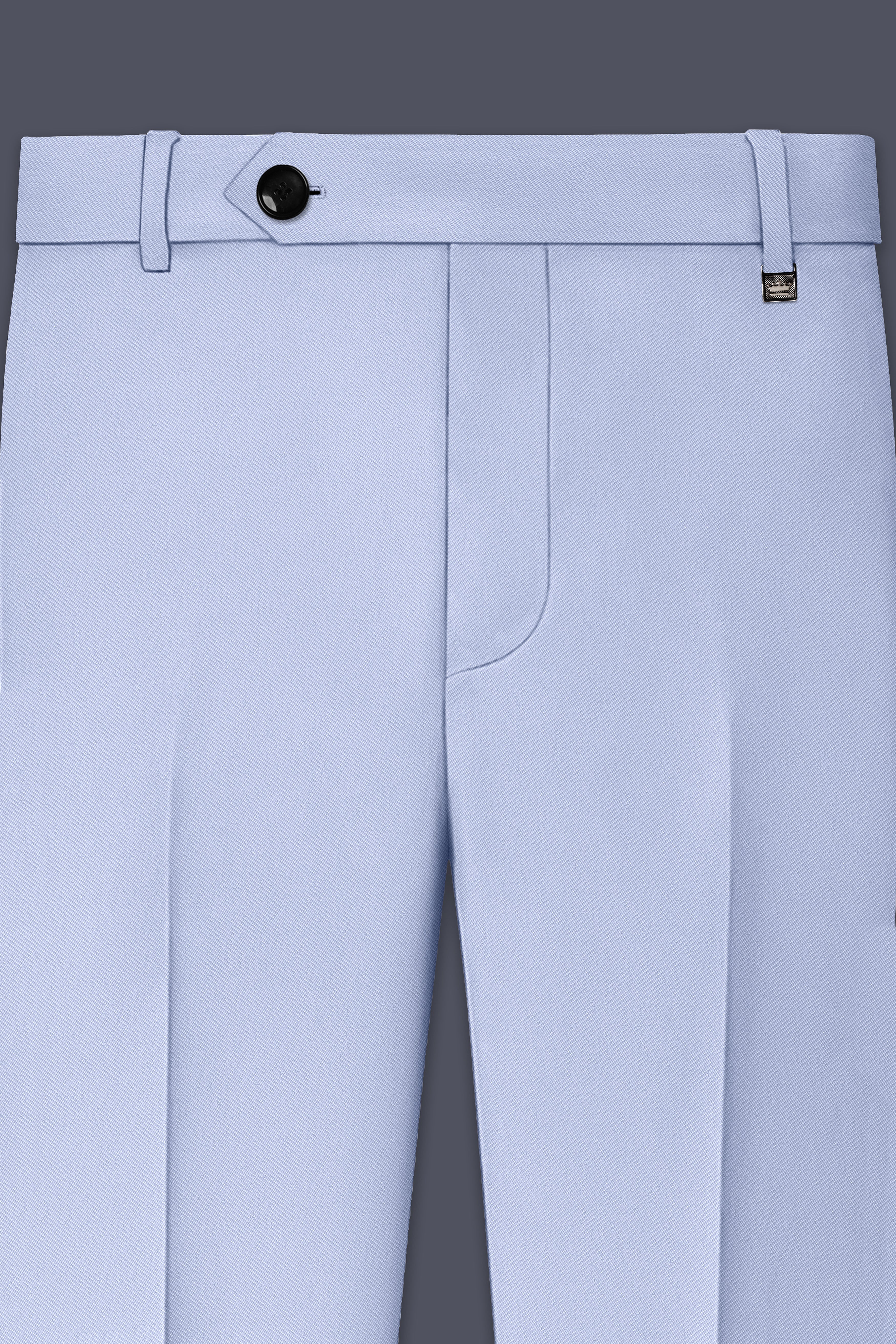 Azure-Periwinkle Blue Wool Rich Slight Stretch Waistband Pant