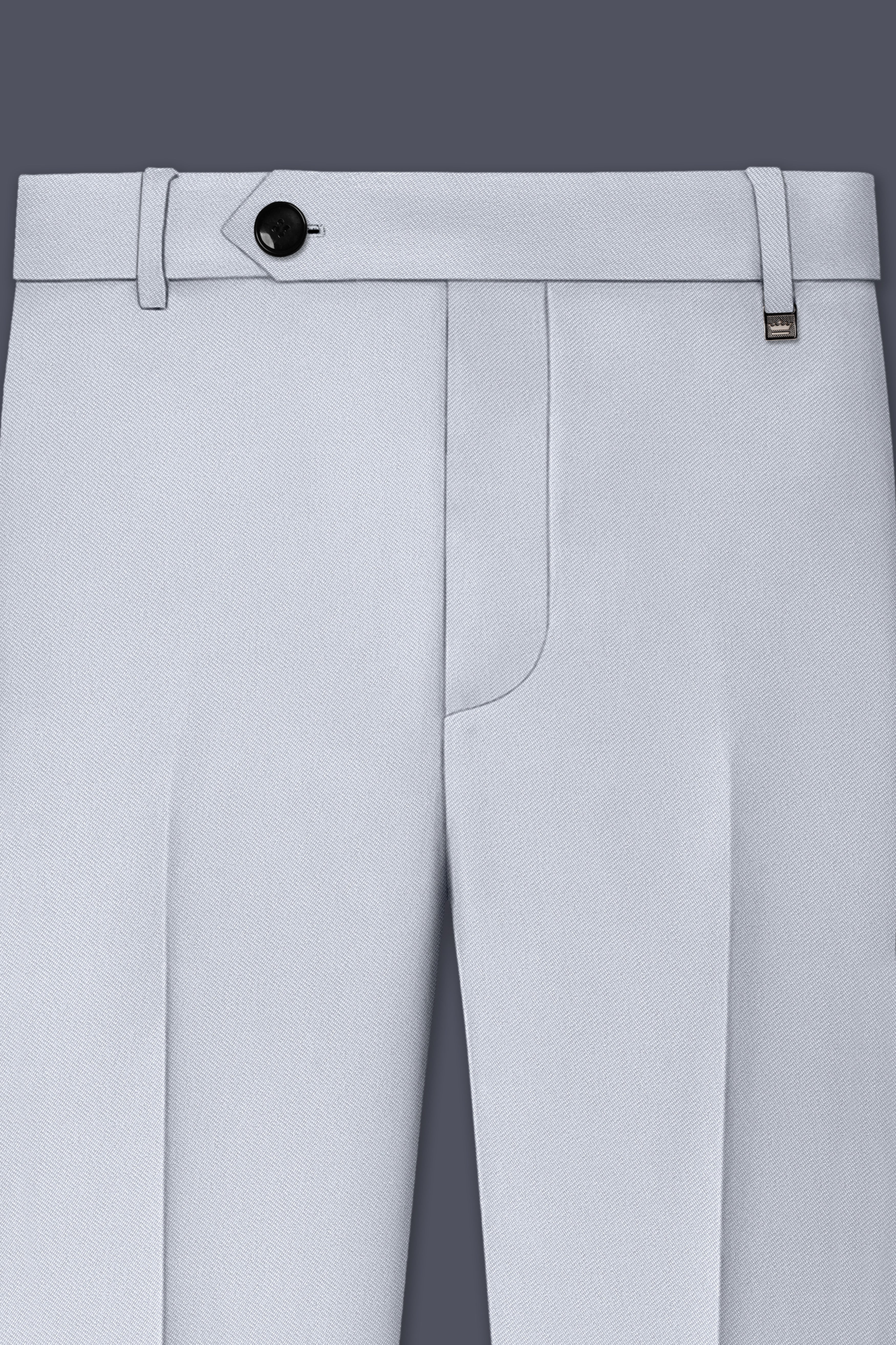 Azure-Periwinkle Gray Wool Rich Slight Stretch Waistband Pant
