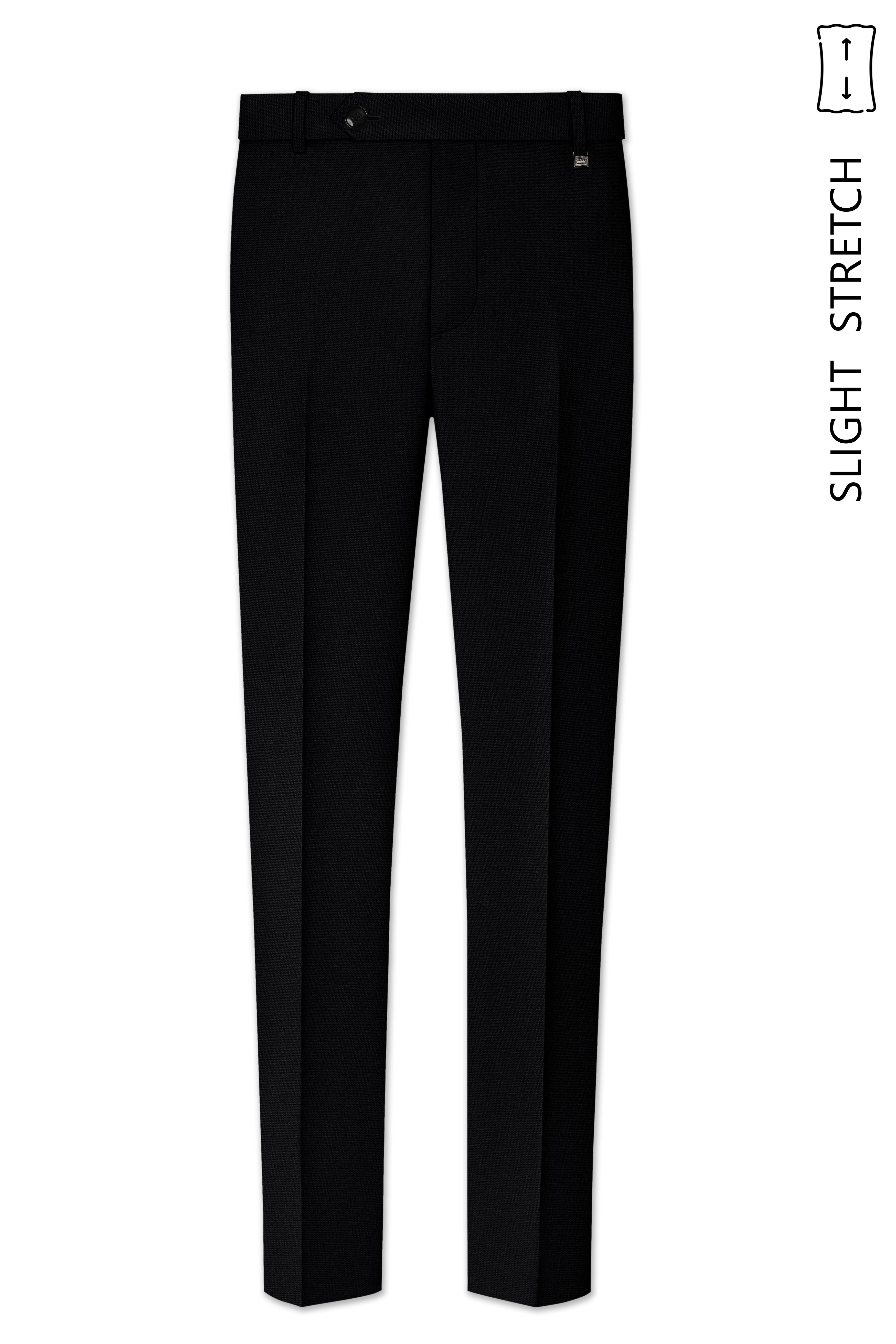 Noir-Jade Black Wool Rich Slight Stretch Waistband Pant