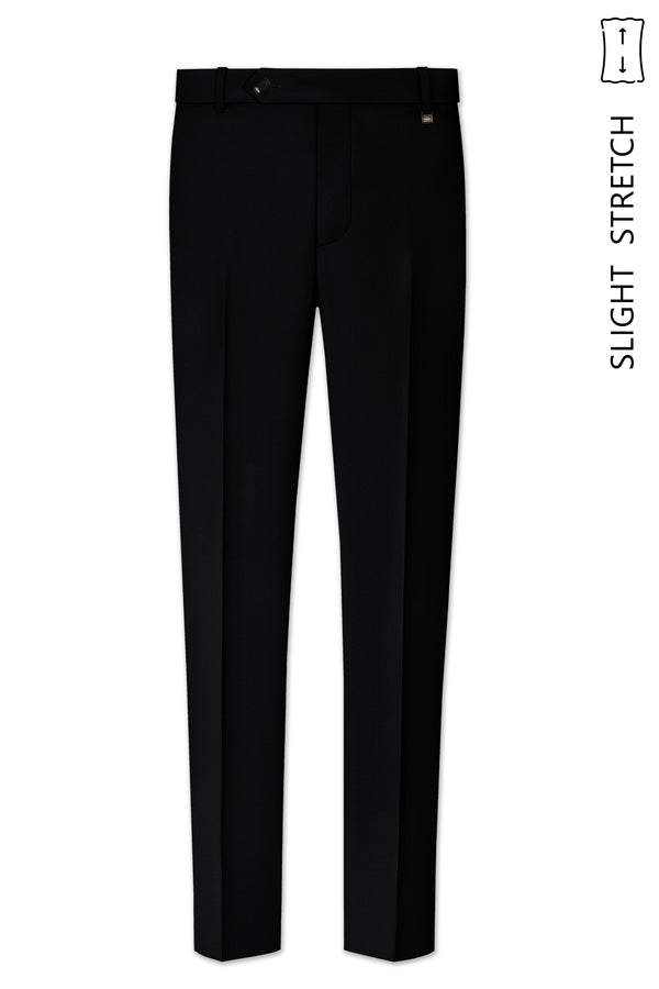 Noir-Jade Black Wool Rich Slight Stretch Waistband Pant
