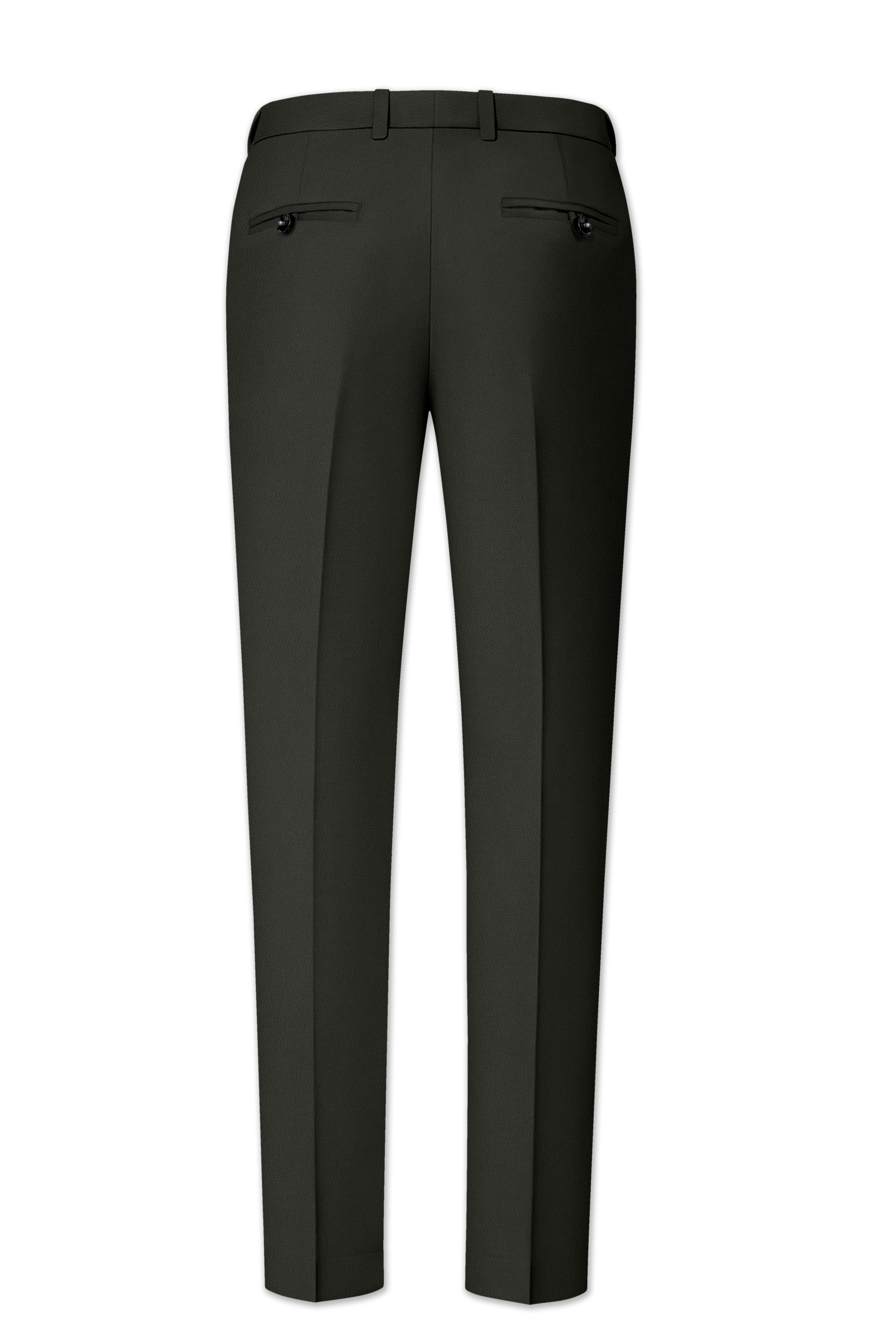 Apex-Piano Green Wool Rich Slight Stretch Waistband Pant