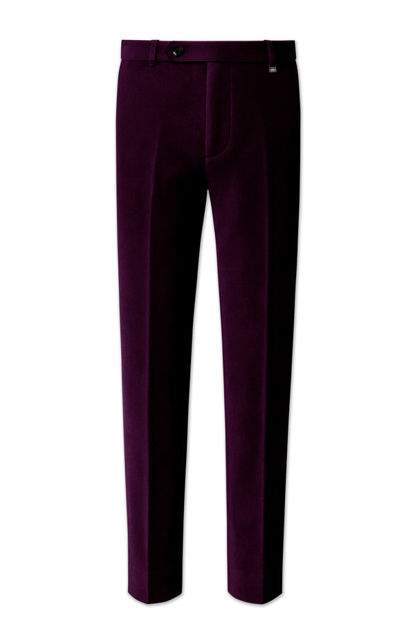 Regalis-Asphalt Purple Velvet Stretchable Waistband Pant