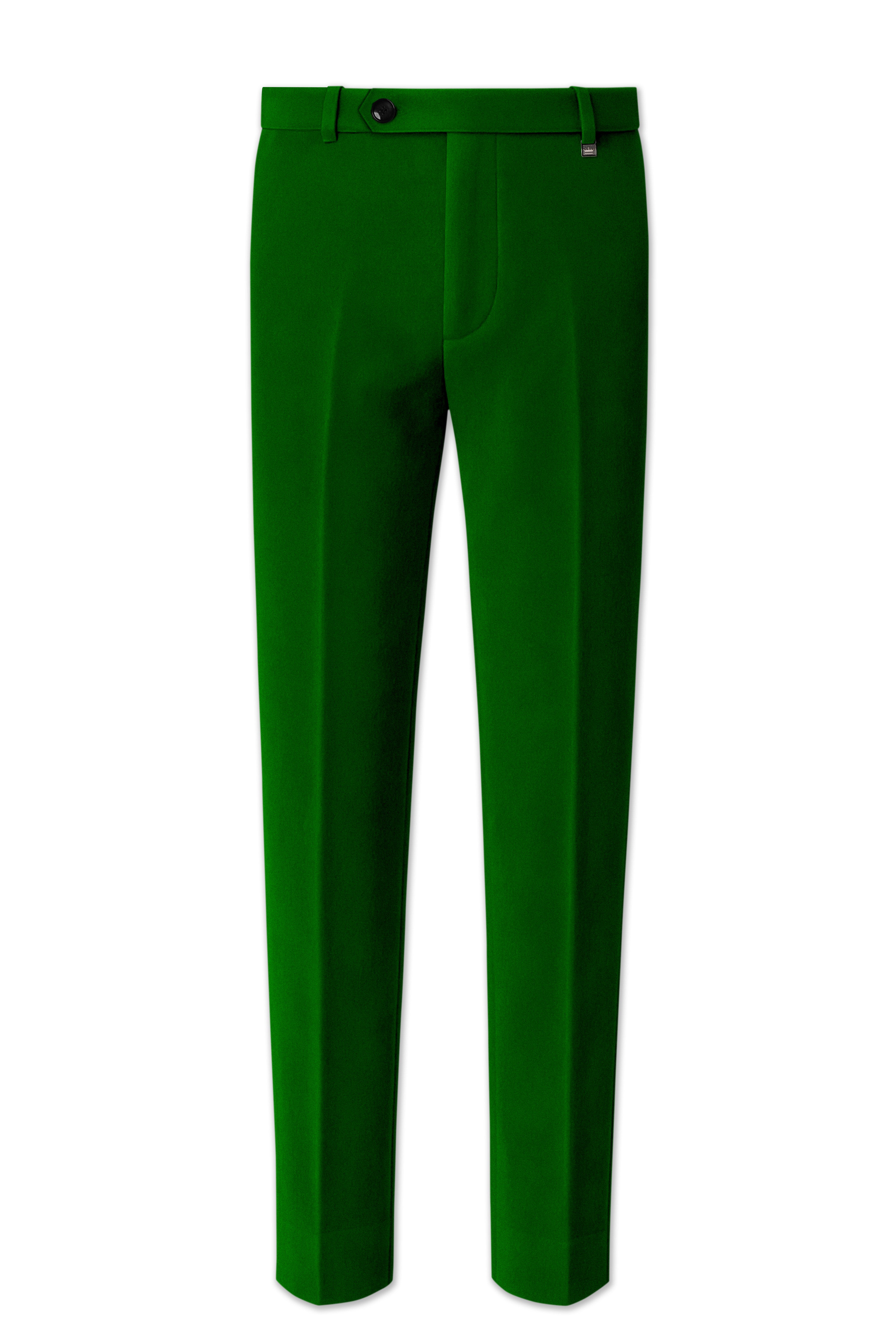Viridian-Hunter Green Velvet Stretchable Waistband Pant