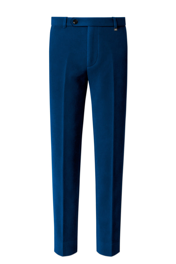 Caspian-Downriver Blue Velvet Stretchable Waistband Pant