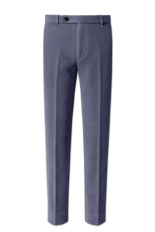 Imperium-Gun Powder Gray Velvet Stretchable Waistband Pant