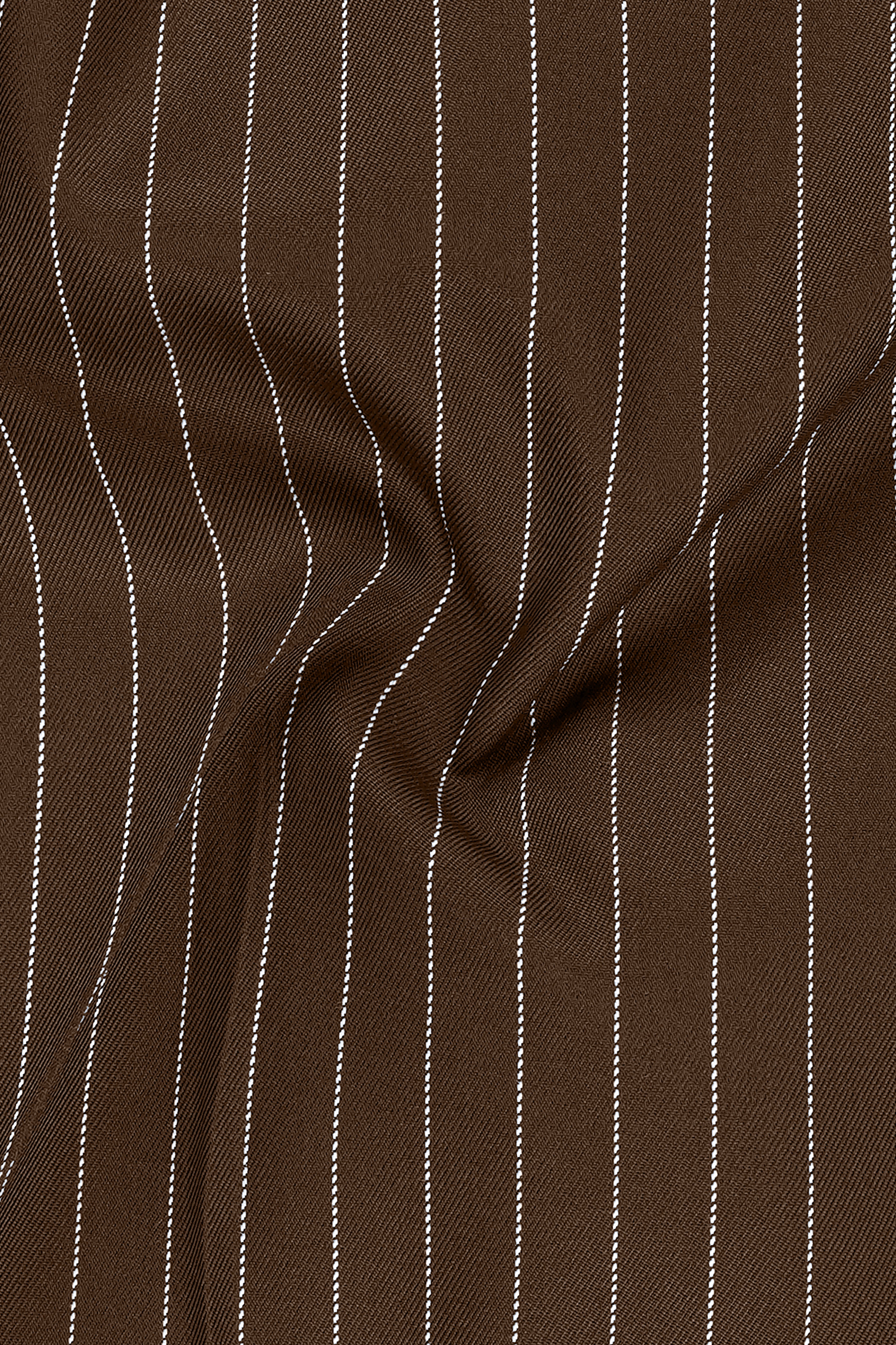 Bristol-Iroko Brown And Bright White Chalk Striped Wool Rich Slight Stretch Waistband Pant
