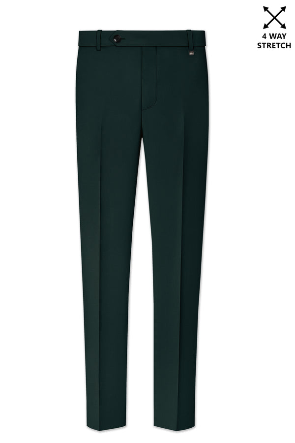 Verde-Aztec Green 4-Way Stretch Wrinkle-Free Fluid Drape Fabric Stretchable Waistband Pant