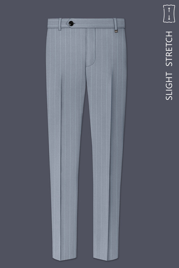 Prestige-Regent Gray And Bright White Chalk Striped Wool Rich Slight Stretch Waistband Pant