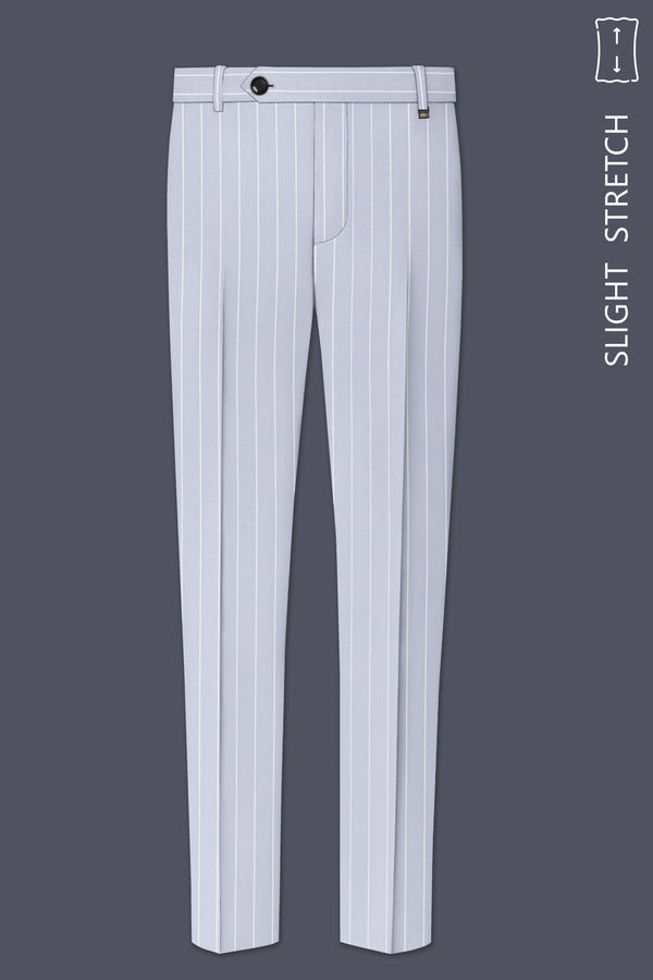Axiom-Loblolly Gray And Bright White Chalk Striped Wool Rich Slight Stretch Waistband Pant