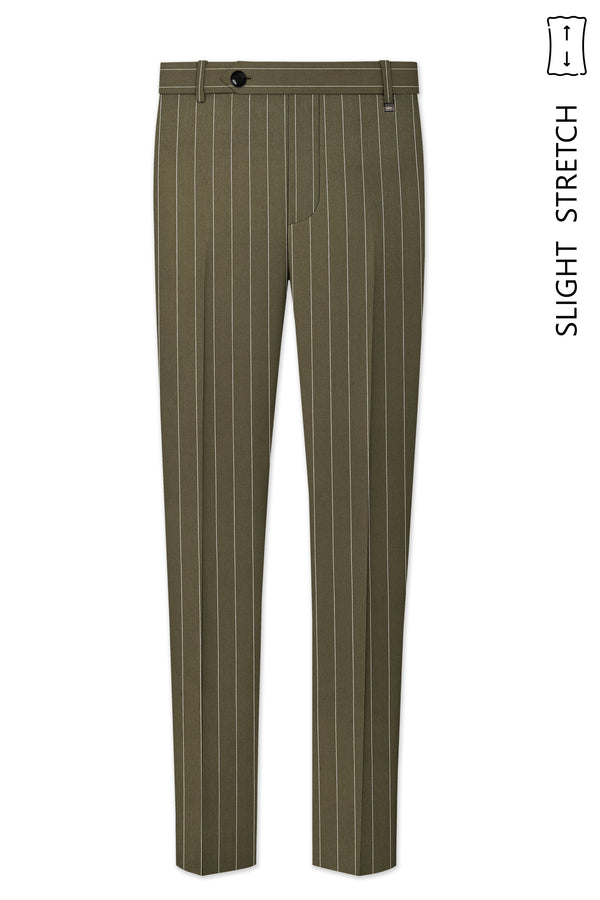 Pinacle-Hamlock Brown And Bright White Chalk Striped Wool Rich Slight Stretch Waistband Pant