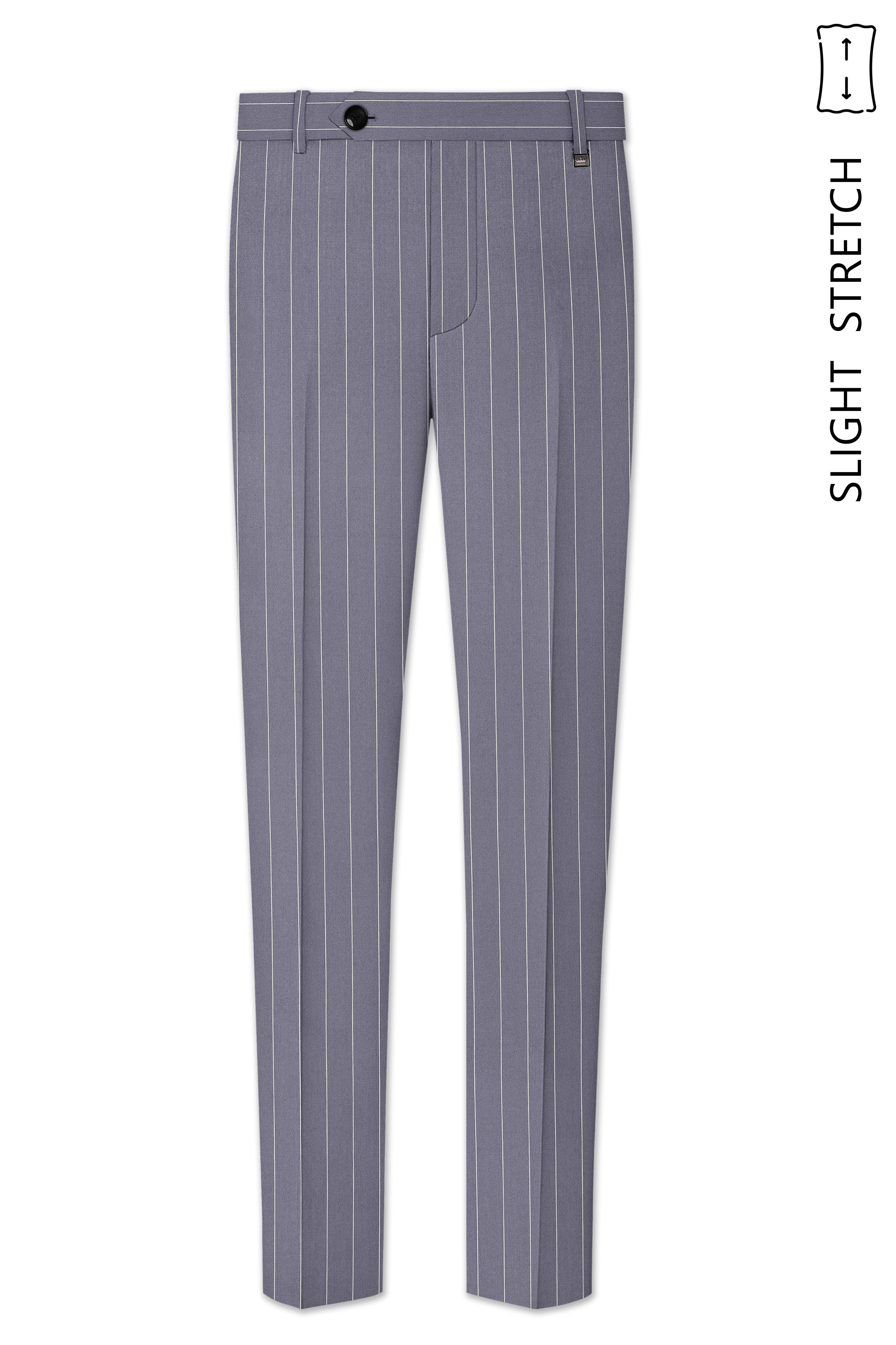 Regent-Mobster Gray And Bright White Chalk Striped Wool Rich Slight Stretch Waistband Pant