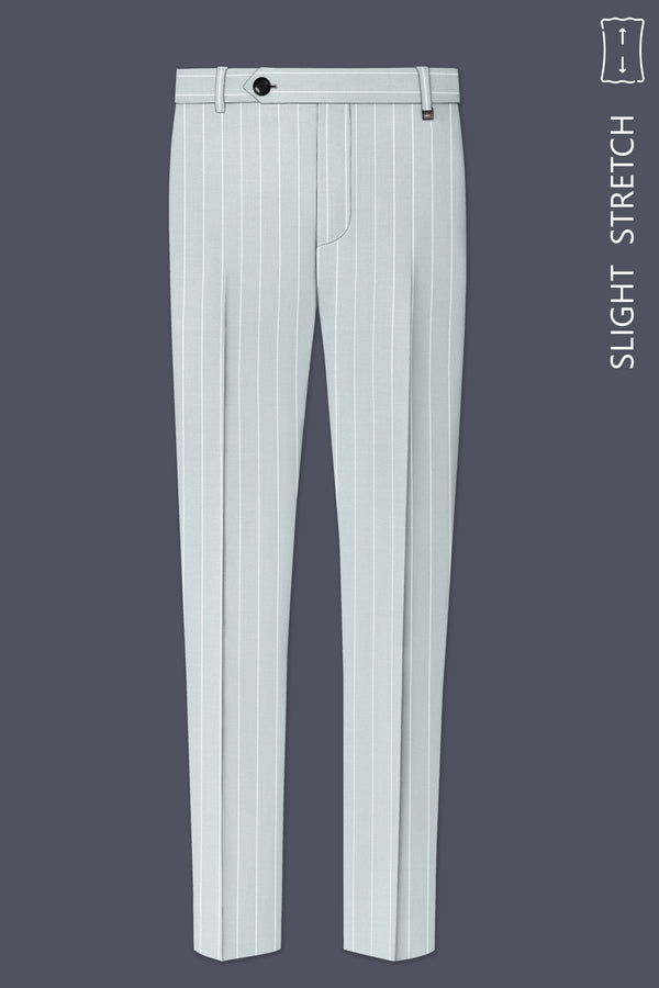 Slate-Tiara Gray And Bright White Chalk Striped Wool Rich Slight Stretch Waistband Pant