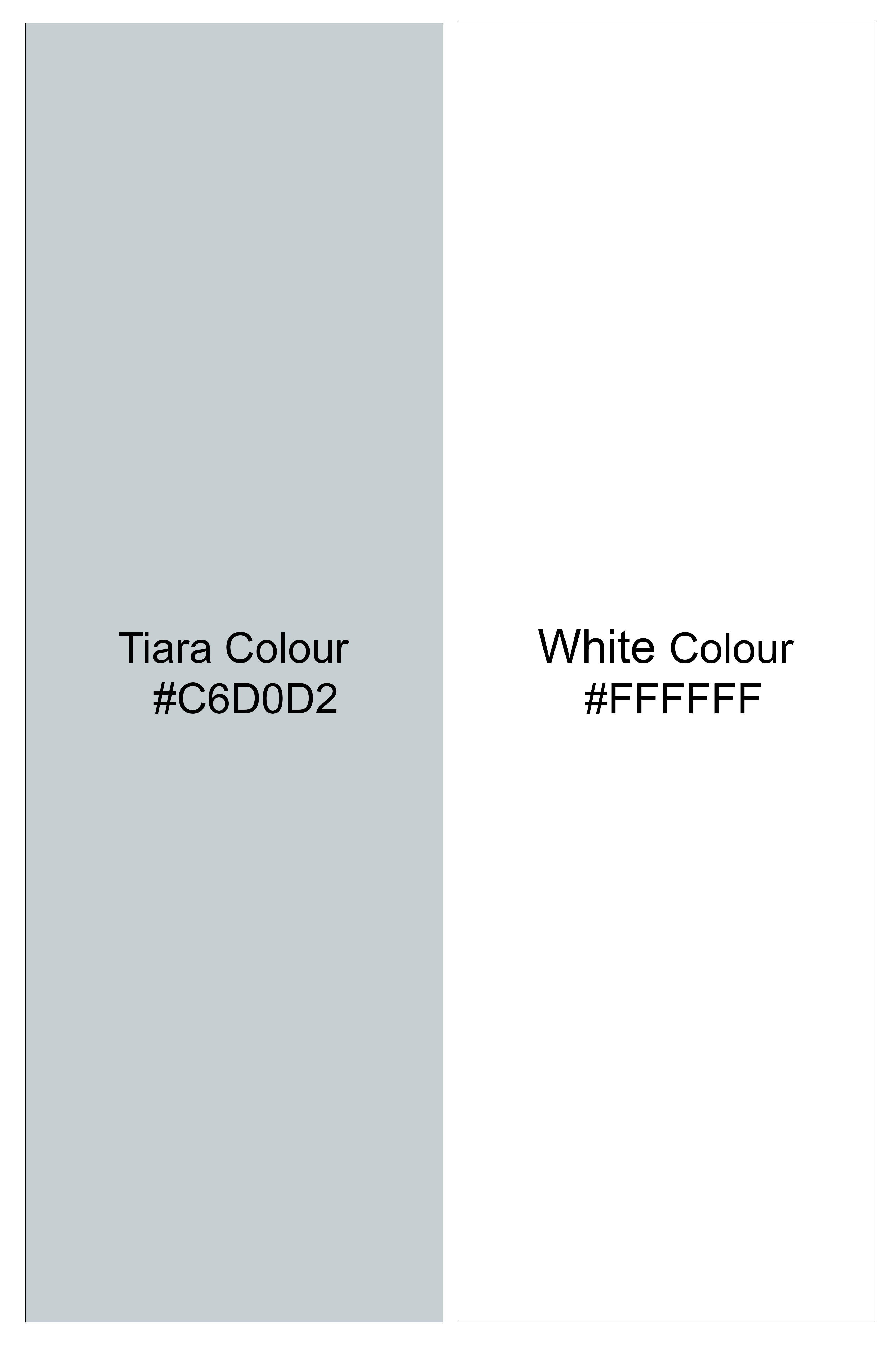 Slate-Tiara Gray And Bright White Chalk Striped Wool Rich Slight Stretch Waistband Pant
