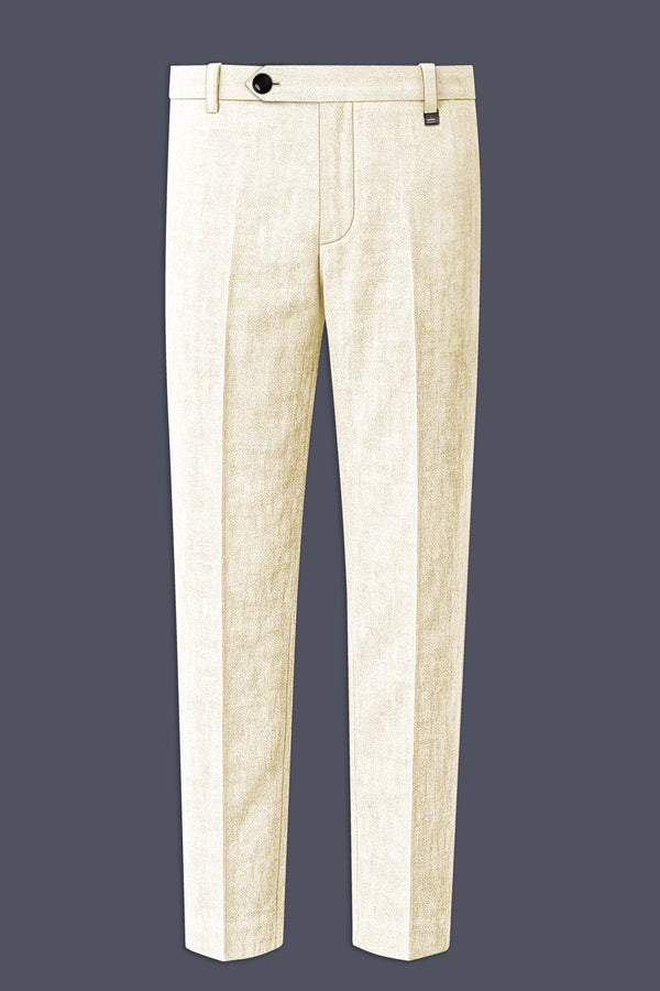 Oyster-Eggsheel Off White Luxurious Linen Stretchable Waistband Pant