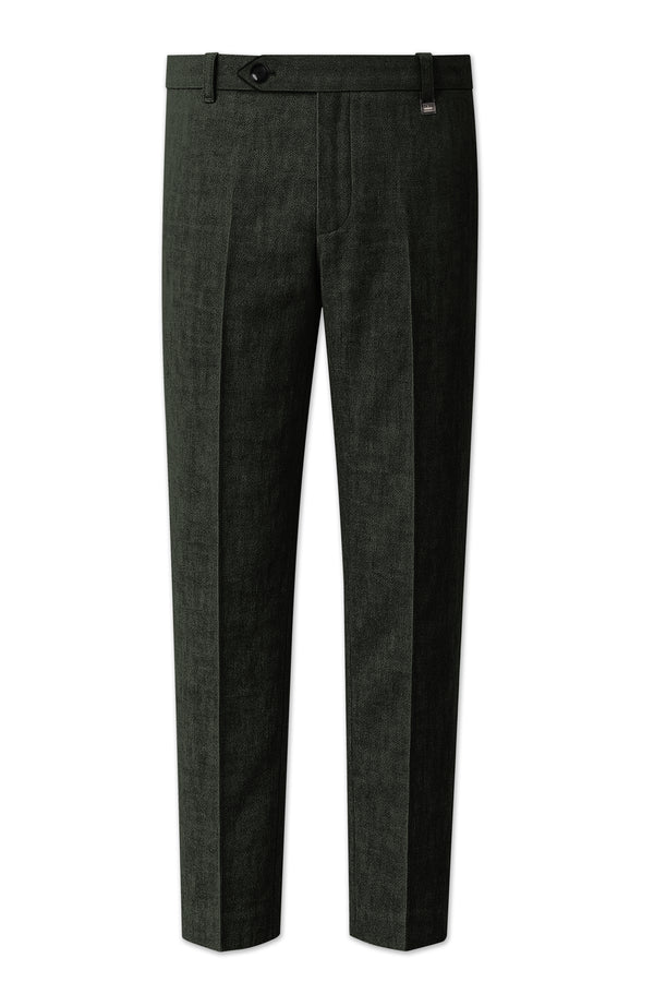 Moss-Dune Green Luxurious Linen Stretchable Waistband Pant