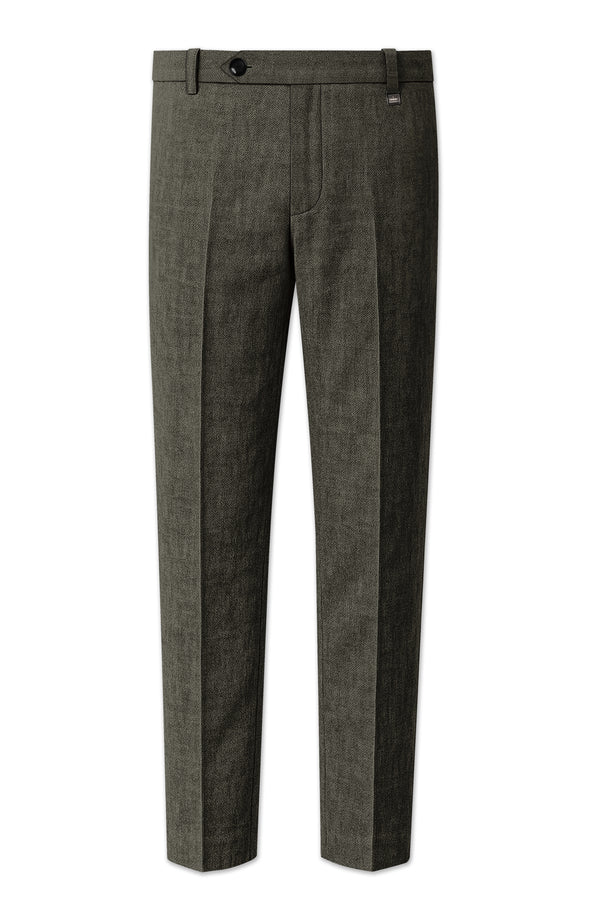 Laurel-Zeus Green Luxurious Linen Stretchable Waistband Pant