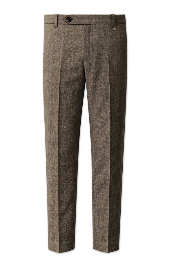 Cognac-Walnut Brown Luxurious Linen Stretchable Waistband Pant