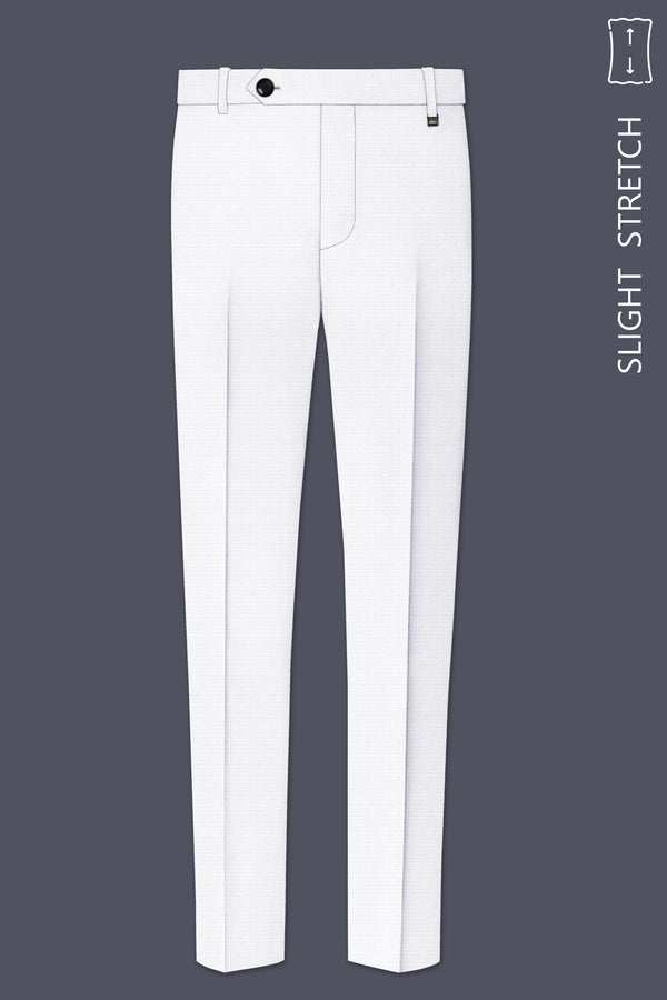 Porcelain-Bright White Diamond Textured Wool Rich Slight Stretch Waistband Pant