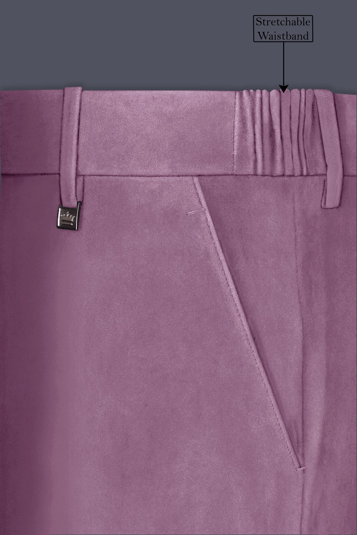 Veloura-Strikemaster Pink Velvet Stretchable Waistband Pant