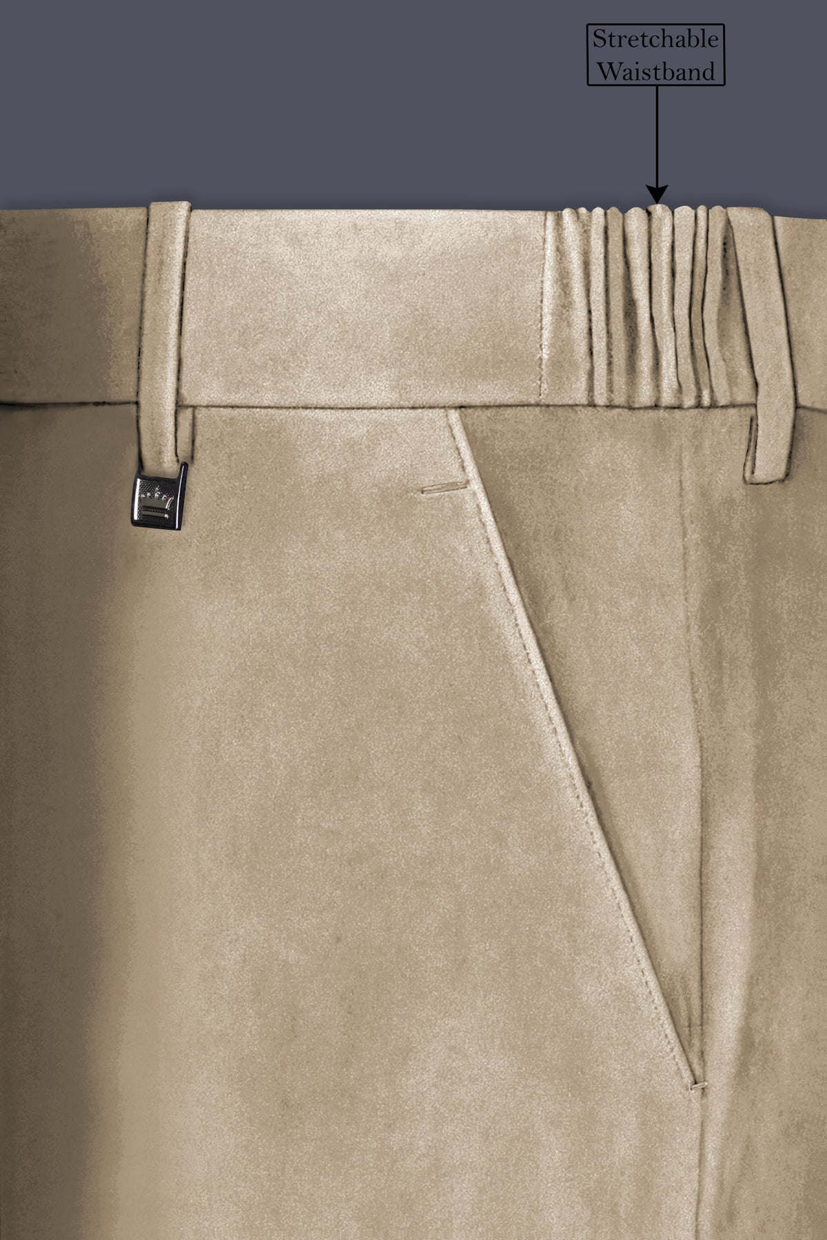 Lustre-Napa Cream Velvet Stretchable Waistband Pant