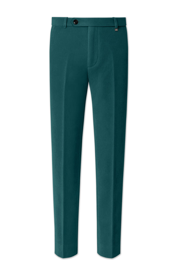 Verdant-Teal Green Velvet Stretchable Waistband Pant