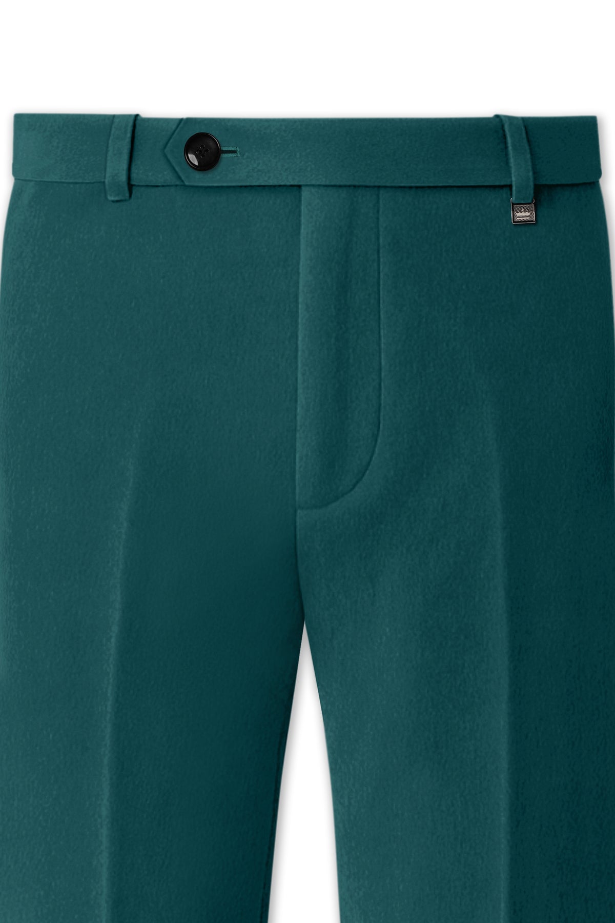 Verdant-Teal Green Velvet Stretchable Waistband Pant