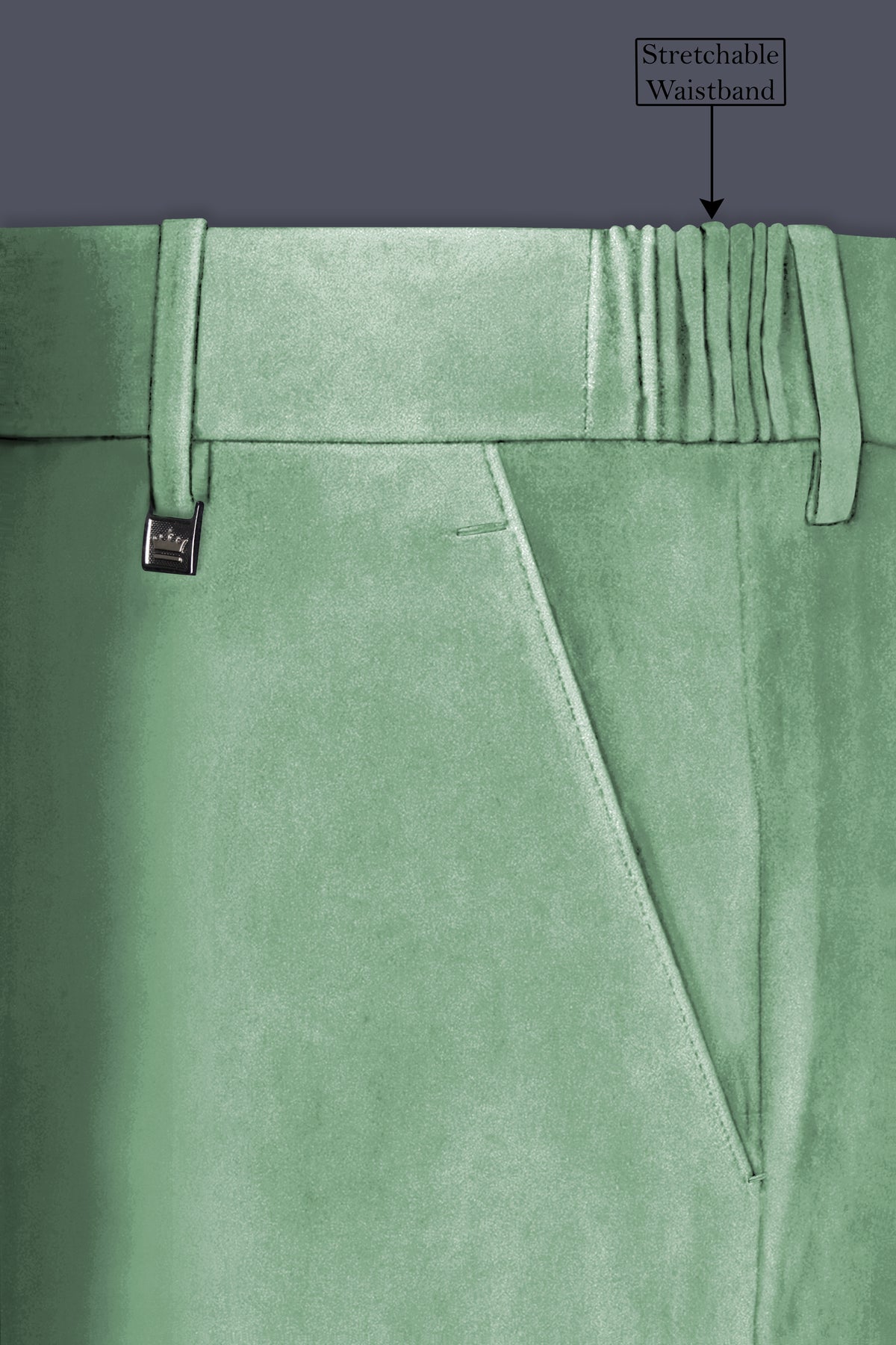 Nocturne-Amulet Green Velvet Stretchable Waistband Pant