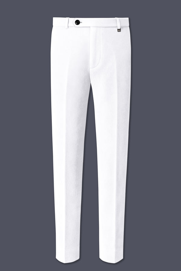 Alabaster-Bright White Velvet Stretchable Waistband Pant