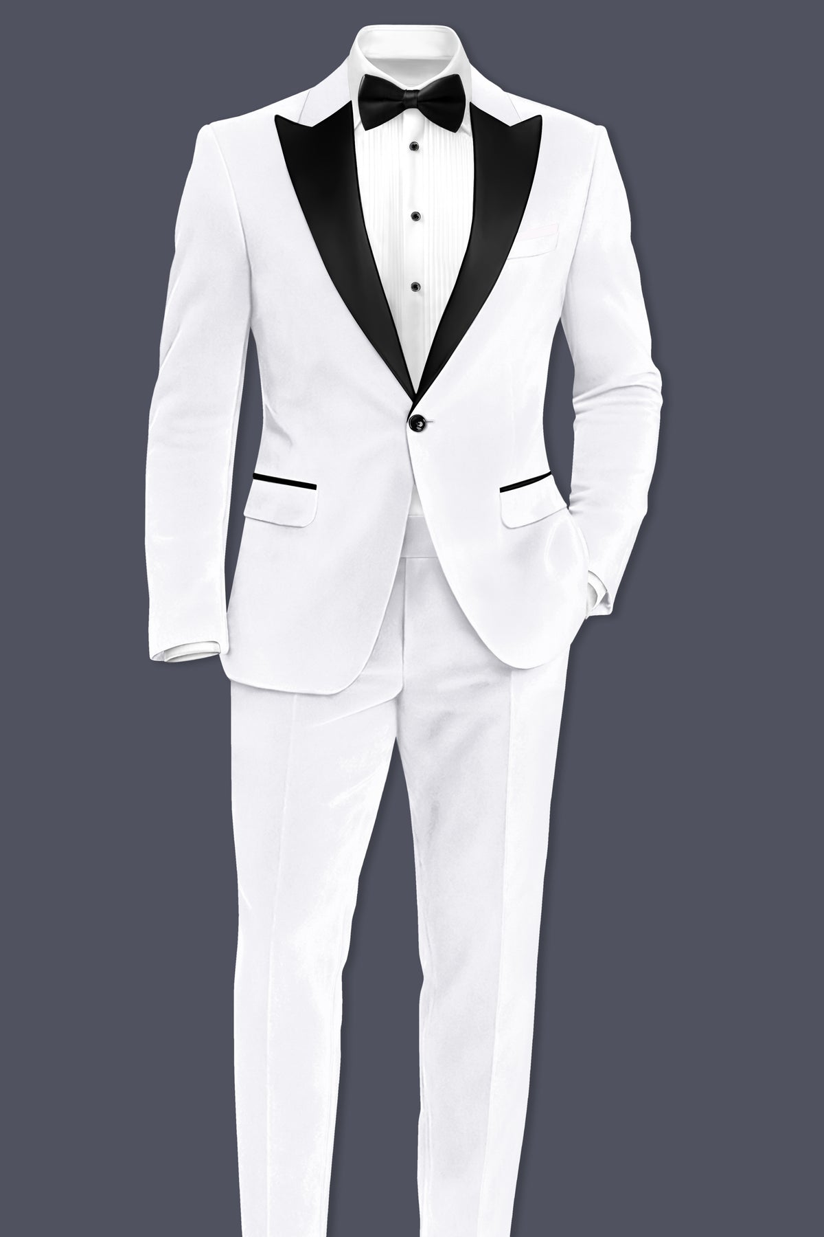 Alabaster-Bright White Velvet Stretchable Waistband Pant