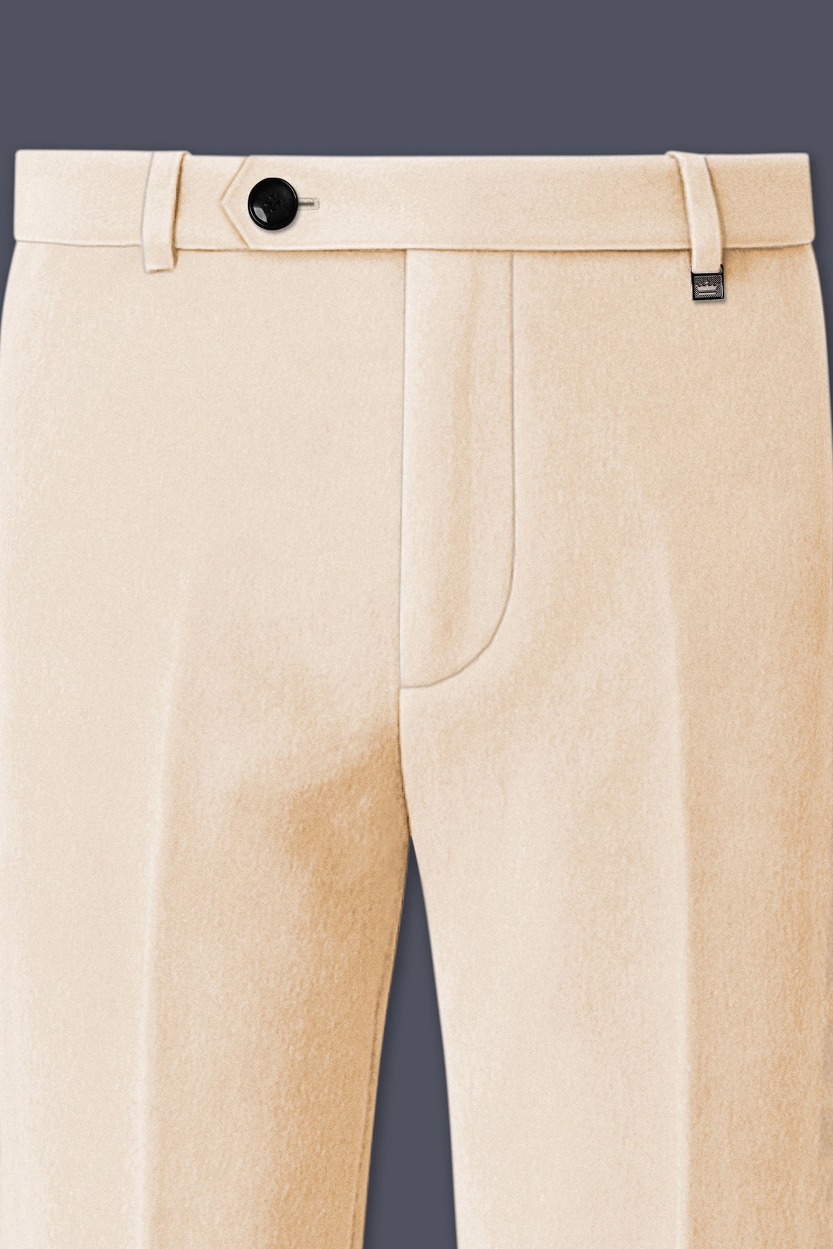 Opaline-Off White Velvet Stretchable Waistband Pant