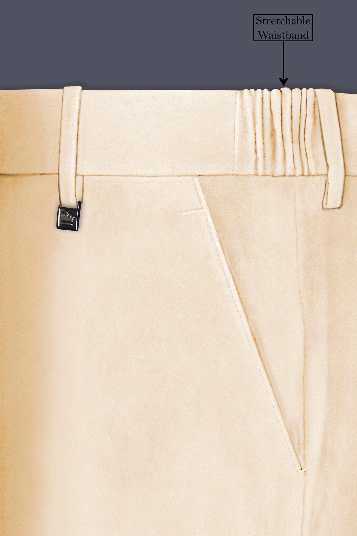Opaline-Off White Velvet Stretchable Waistband Pant